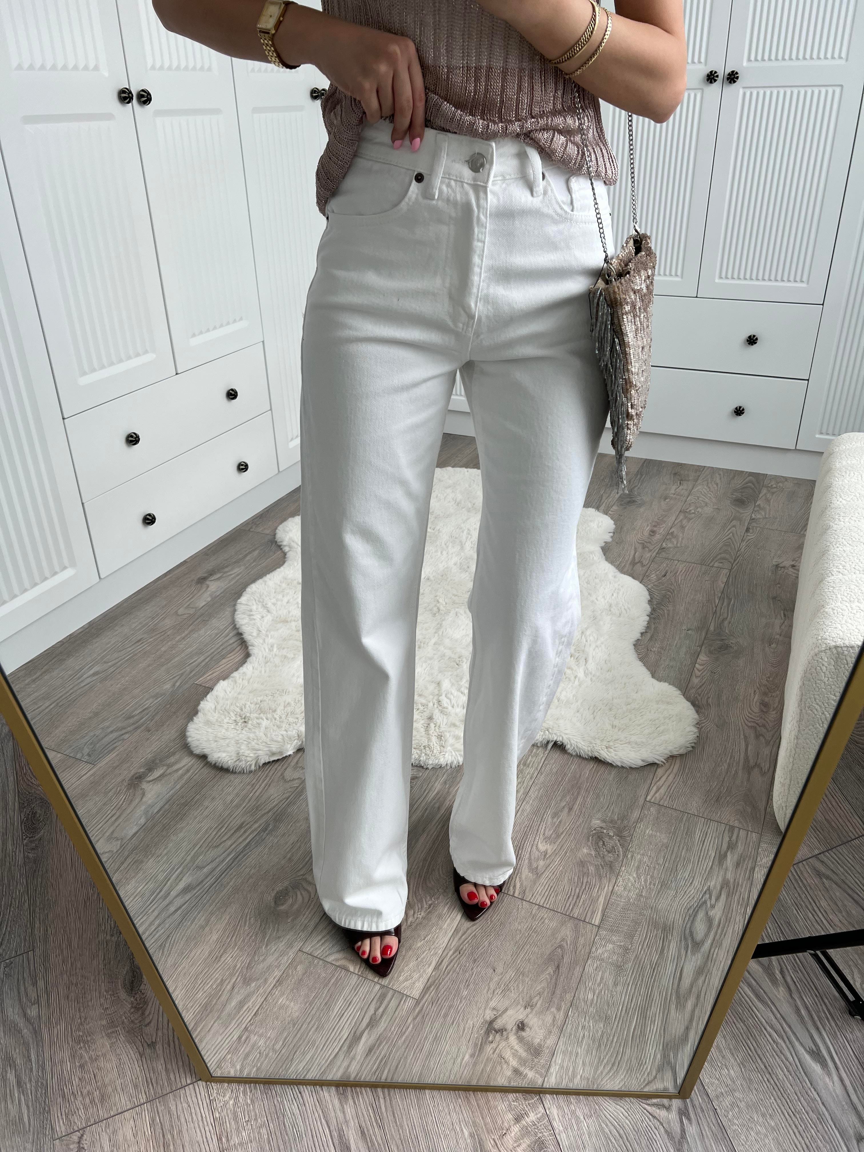 ZR Etiketli Beyaz Straight Jean