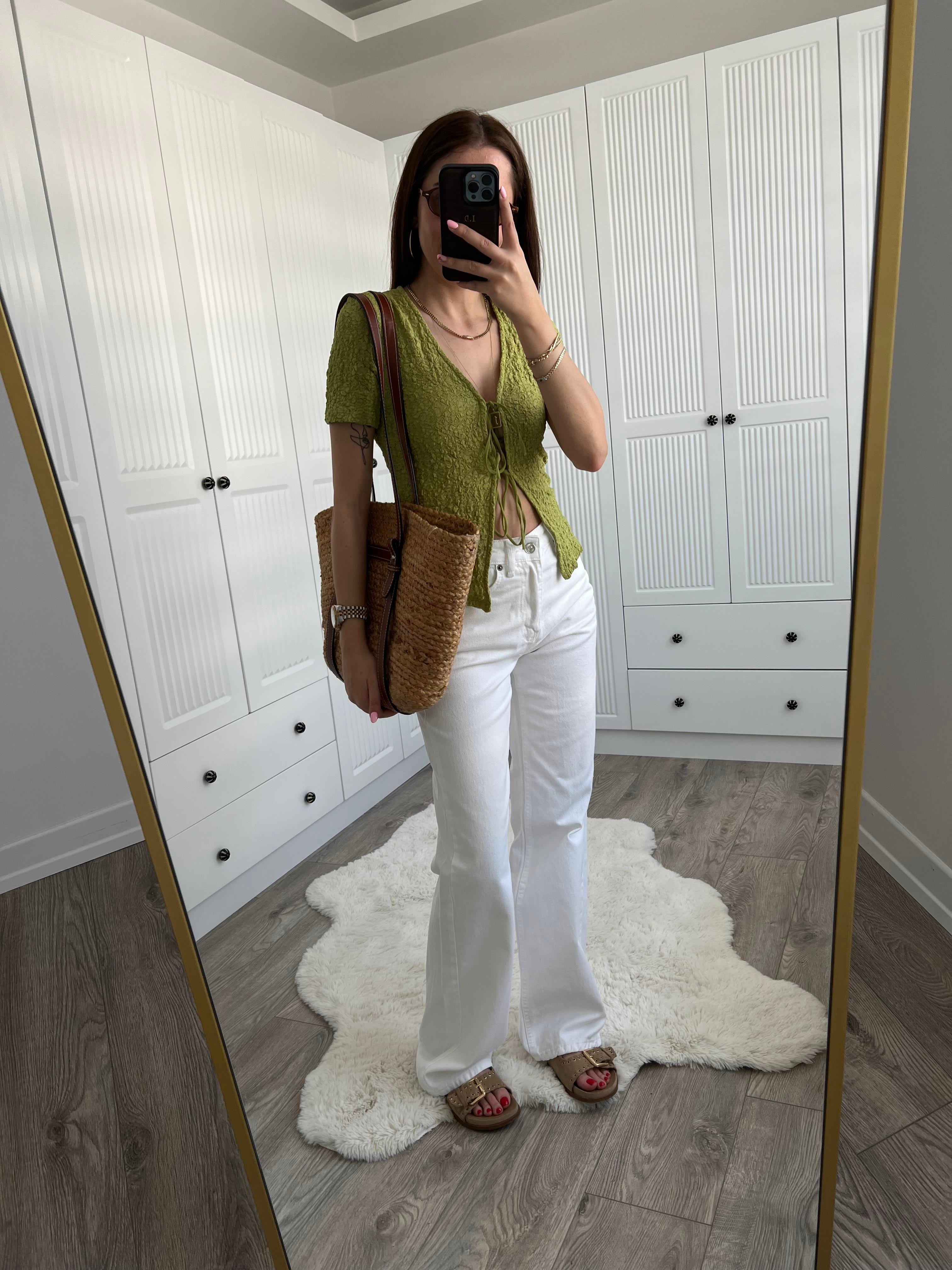 ZR Etiketli Beyaz Straight Jean