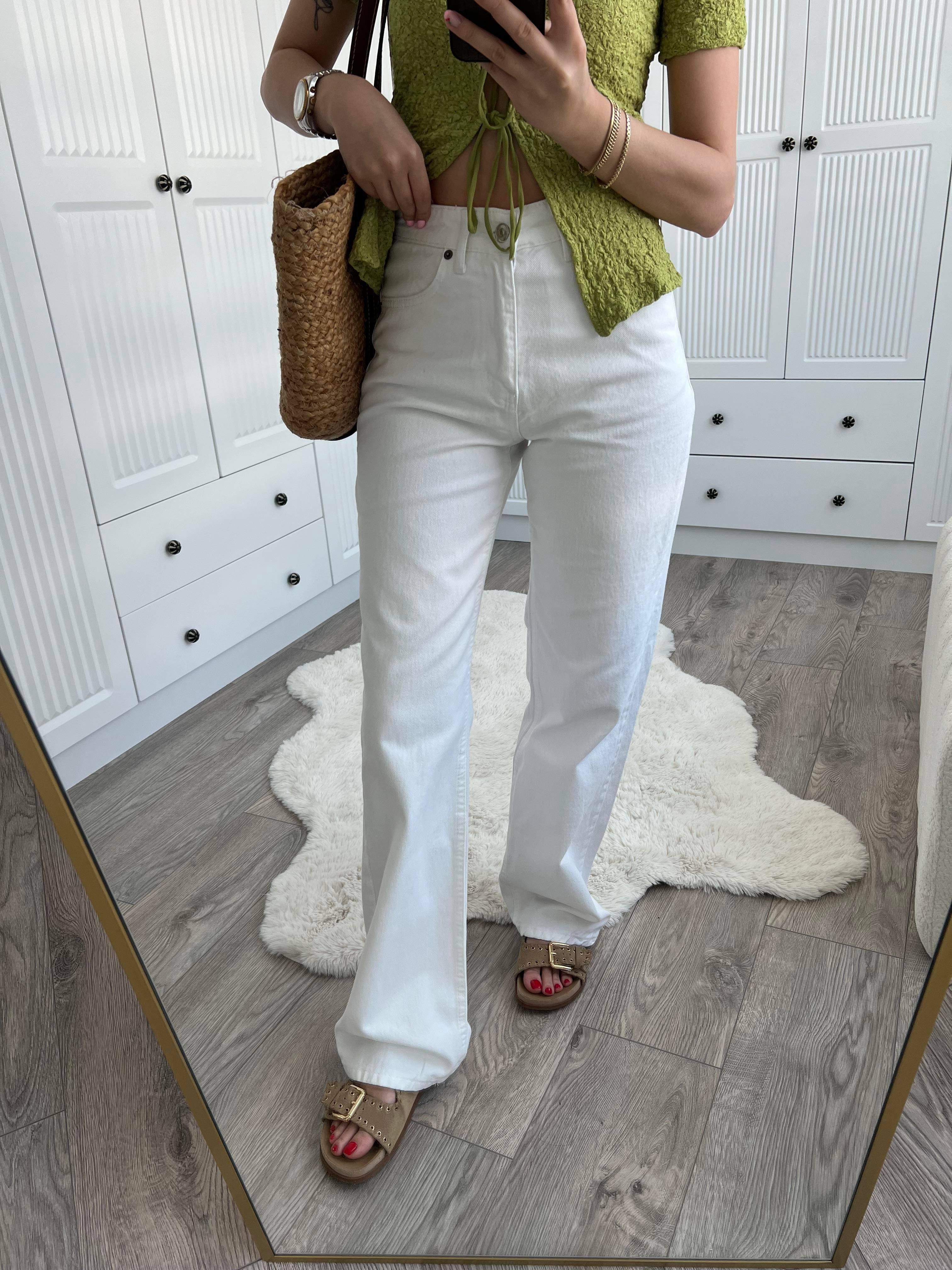 ZR Etiketli Beyaz Straight Jean