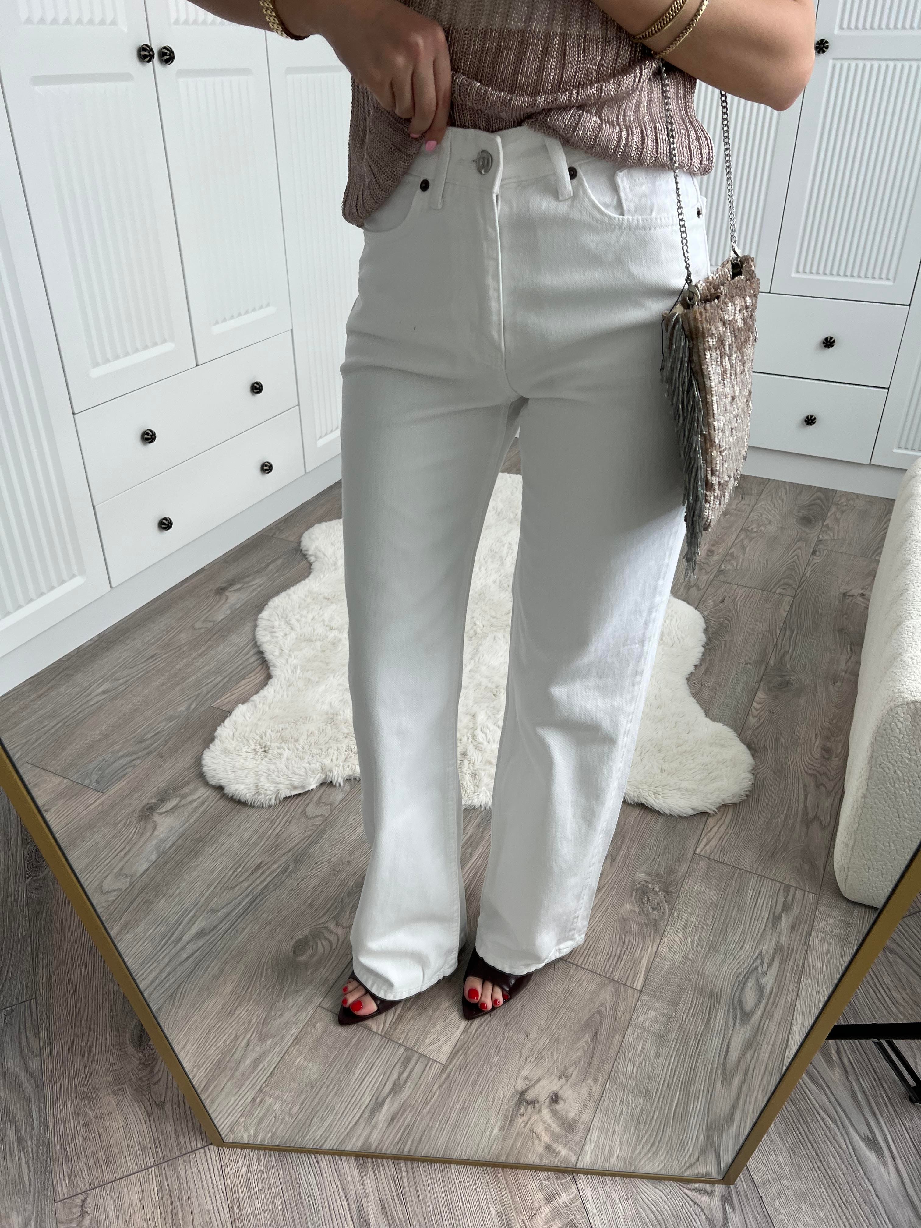 ZR Etiketli Beyaz Straight Jean