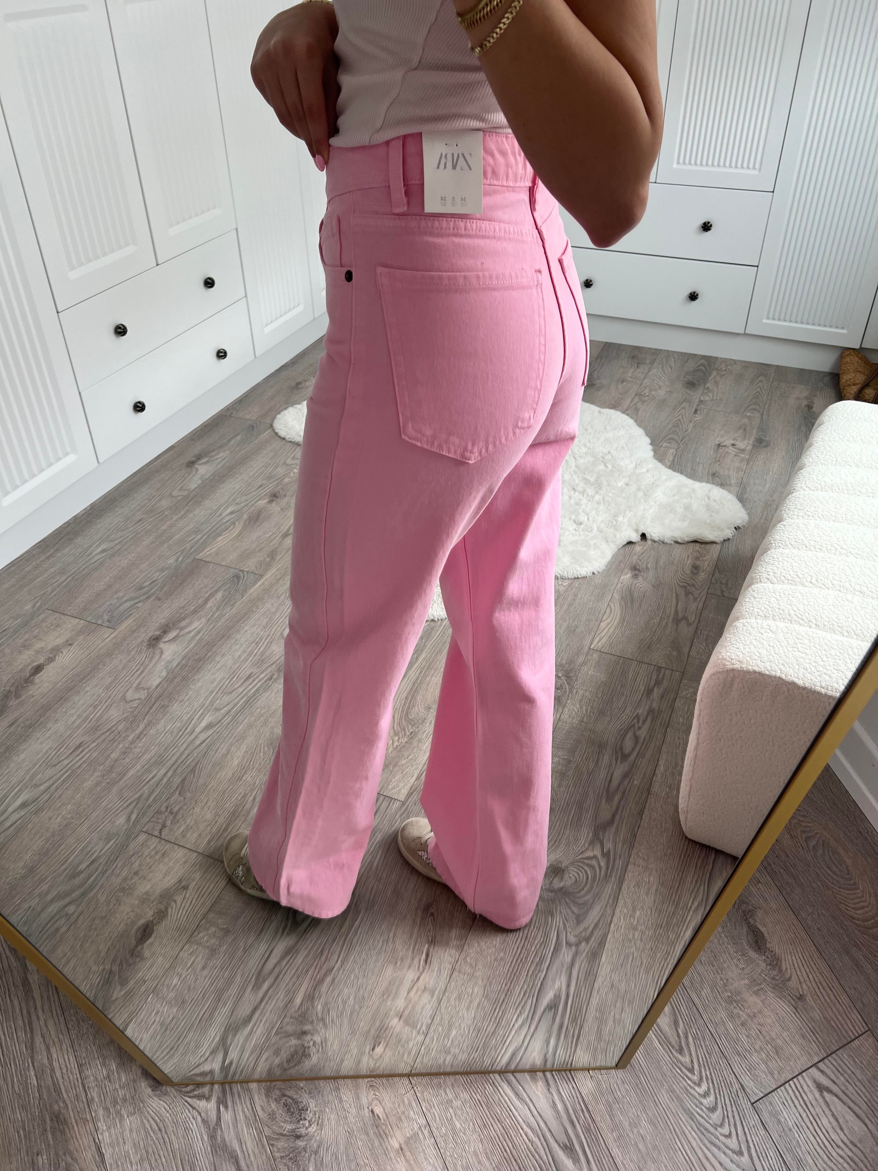 ZR Etiketli Pembe Straight Jean