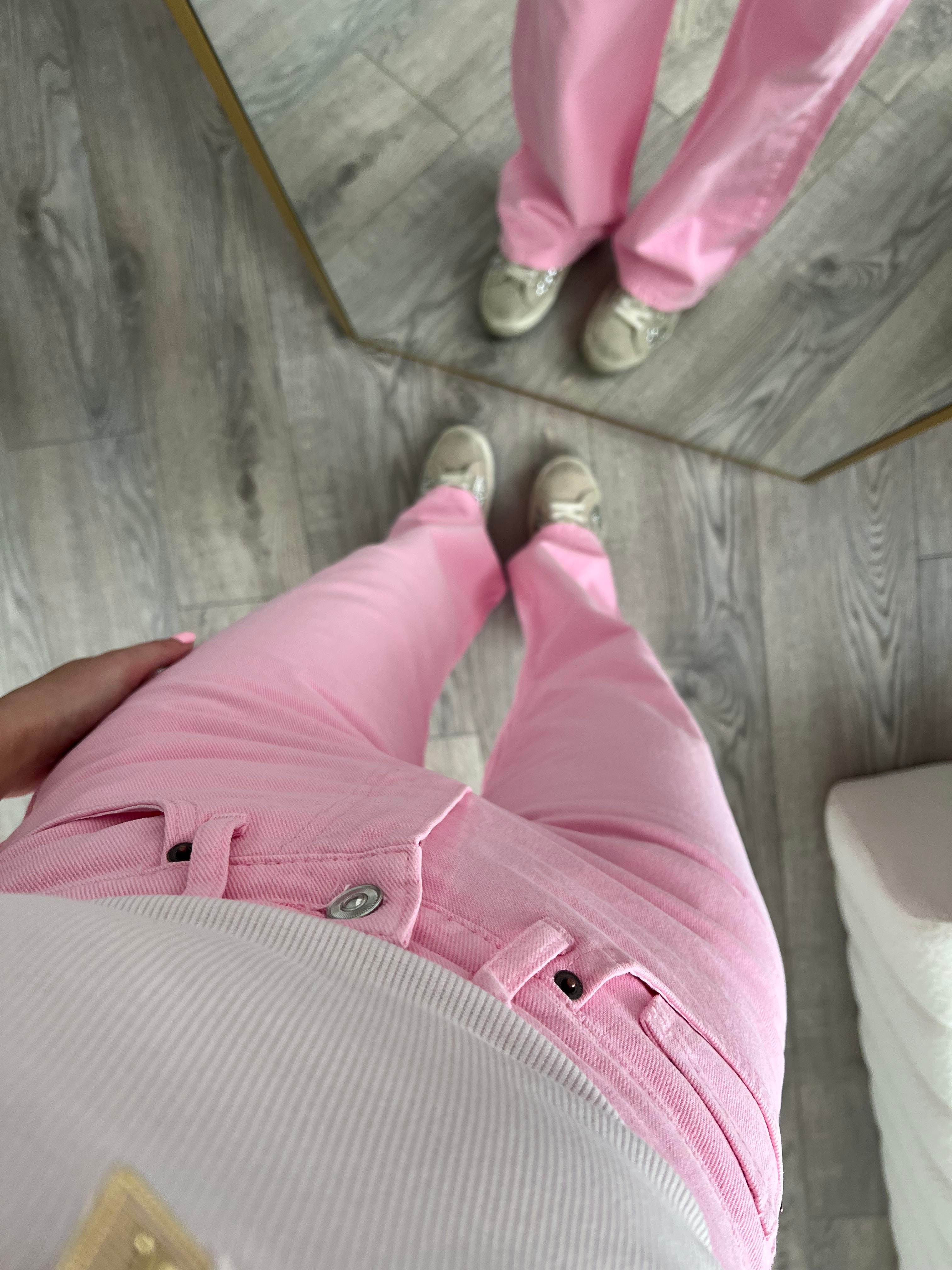 ZR Etiketli Pembe Straight Jean
