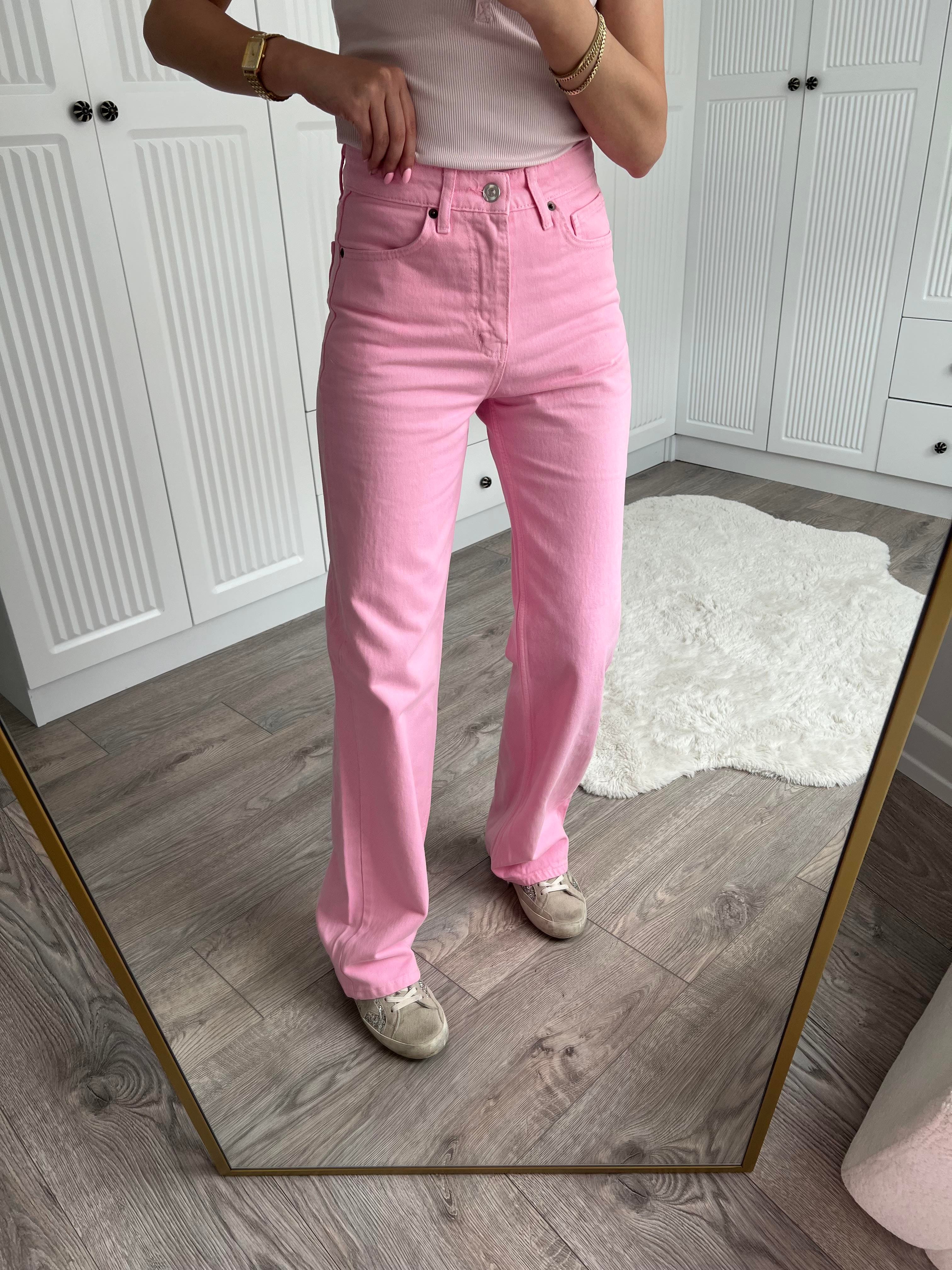 ZR Etiketli Pembe Straight Jean