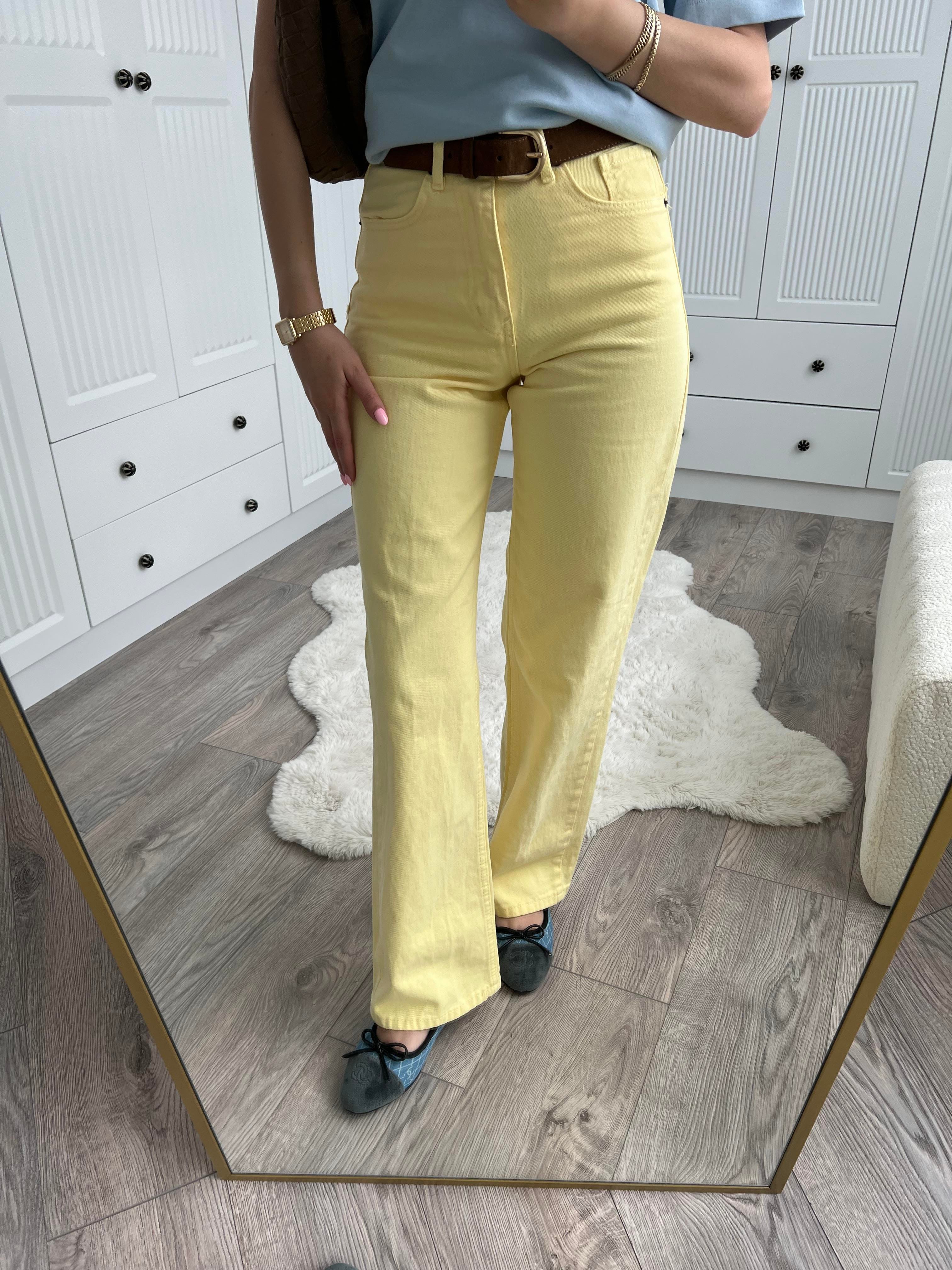 ZR Etiketli Sarı Straight Jean