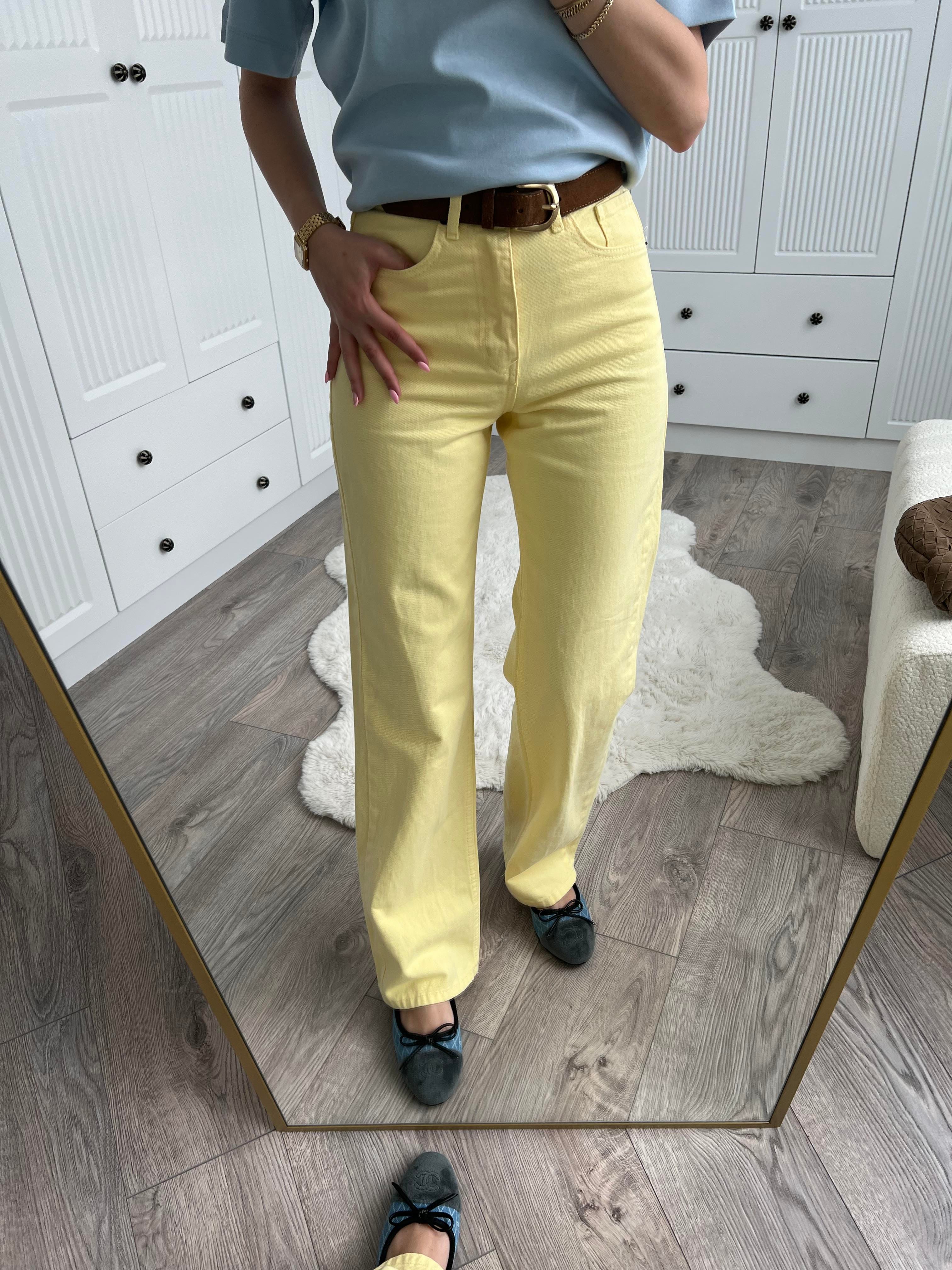 ZR Etiketli Sarı Straight Jean