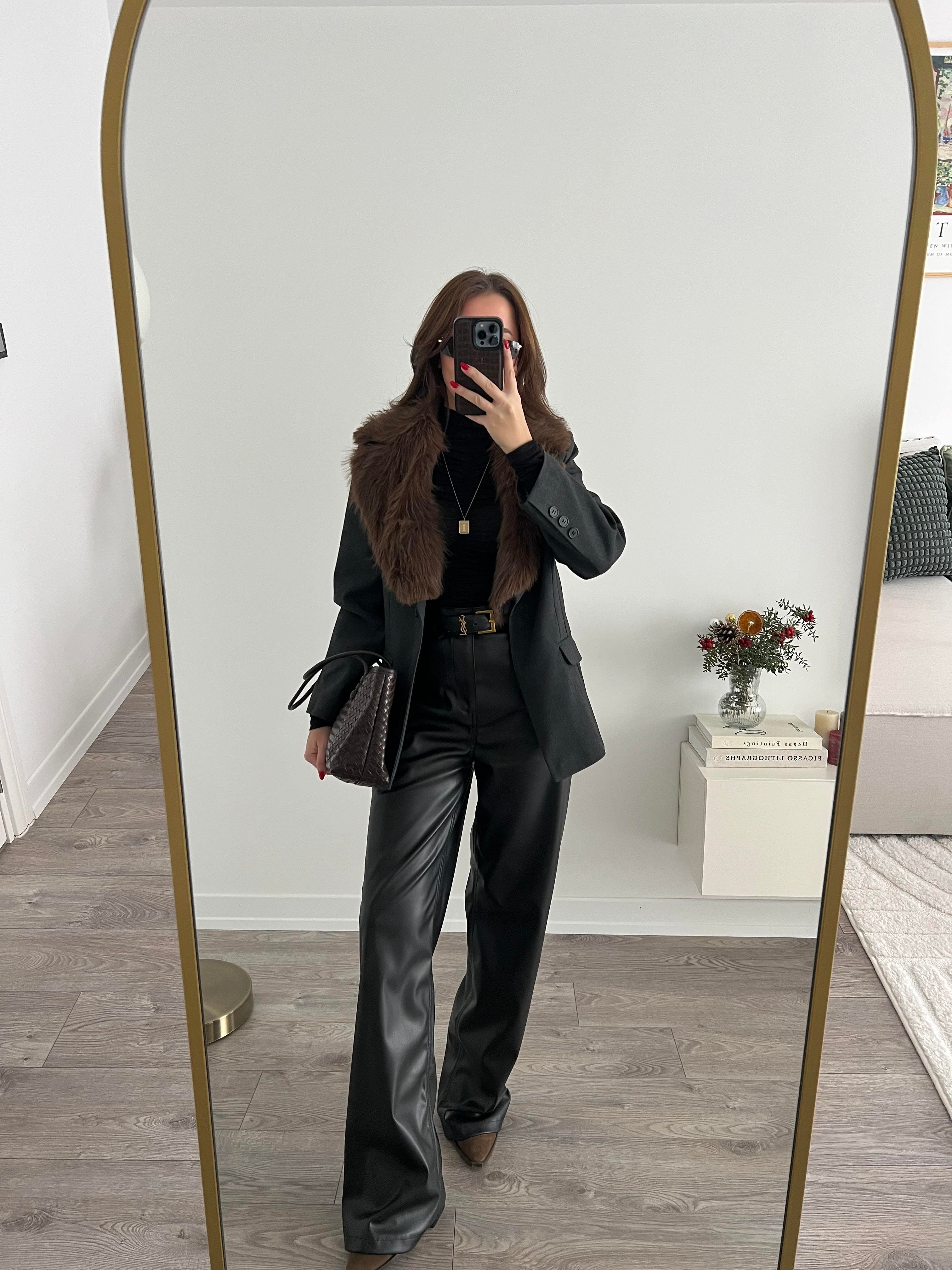 ZR Kürklü Antrasit Blazer Ceket