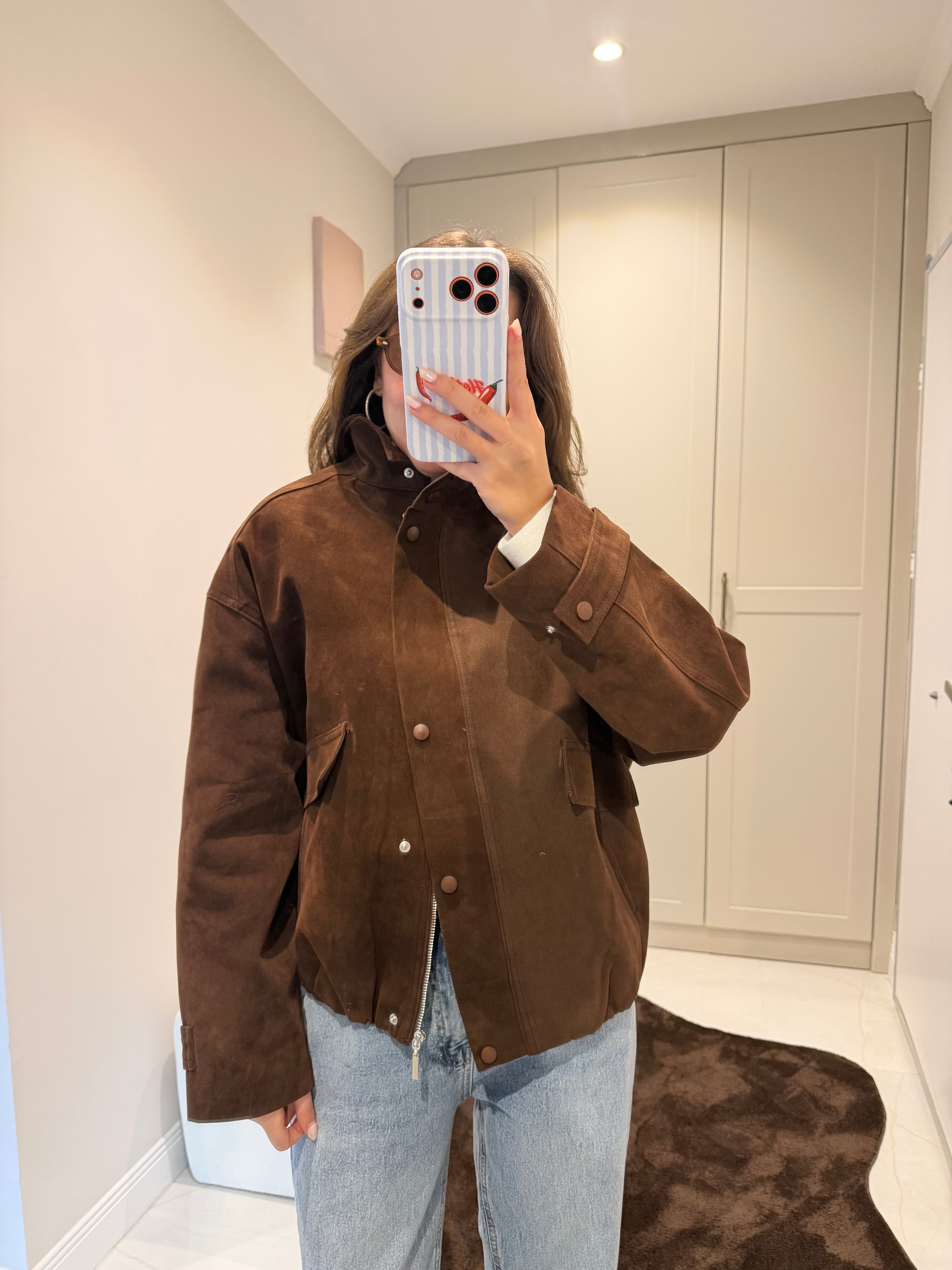 ZR Model Acı Kahve Süet Ceket