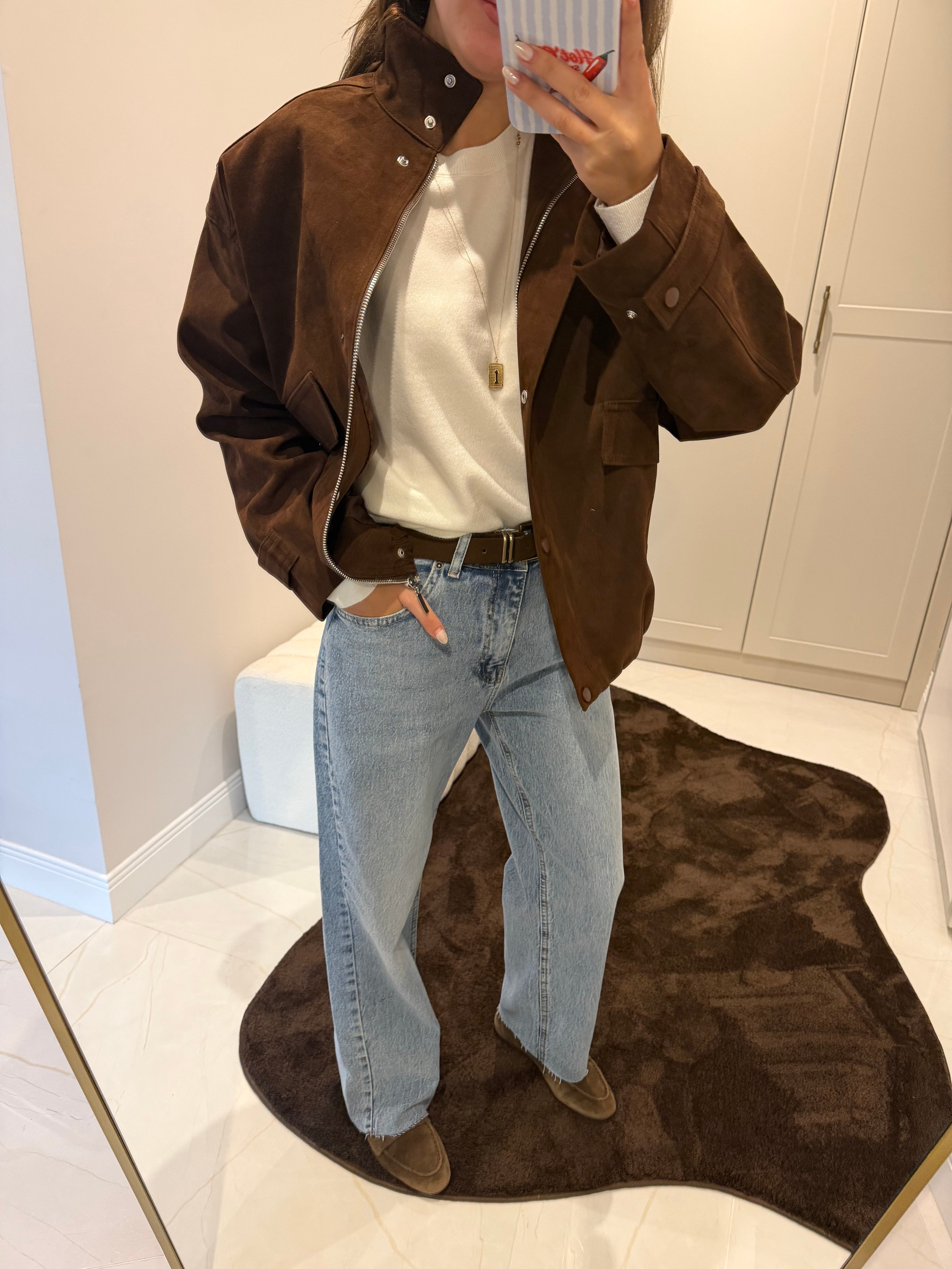 ZR Model Acı Kahve Süet Ceket