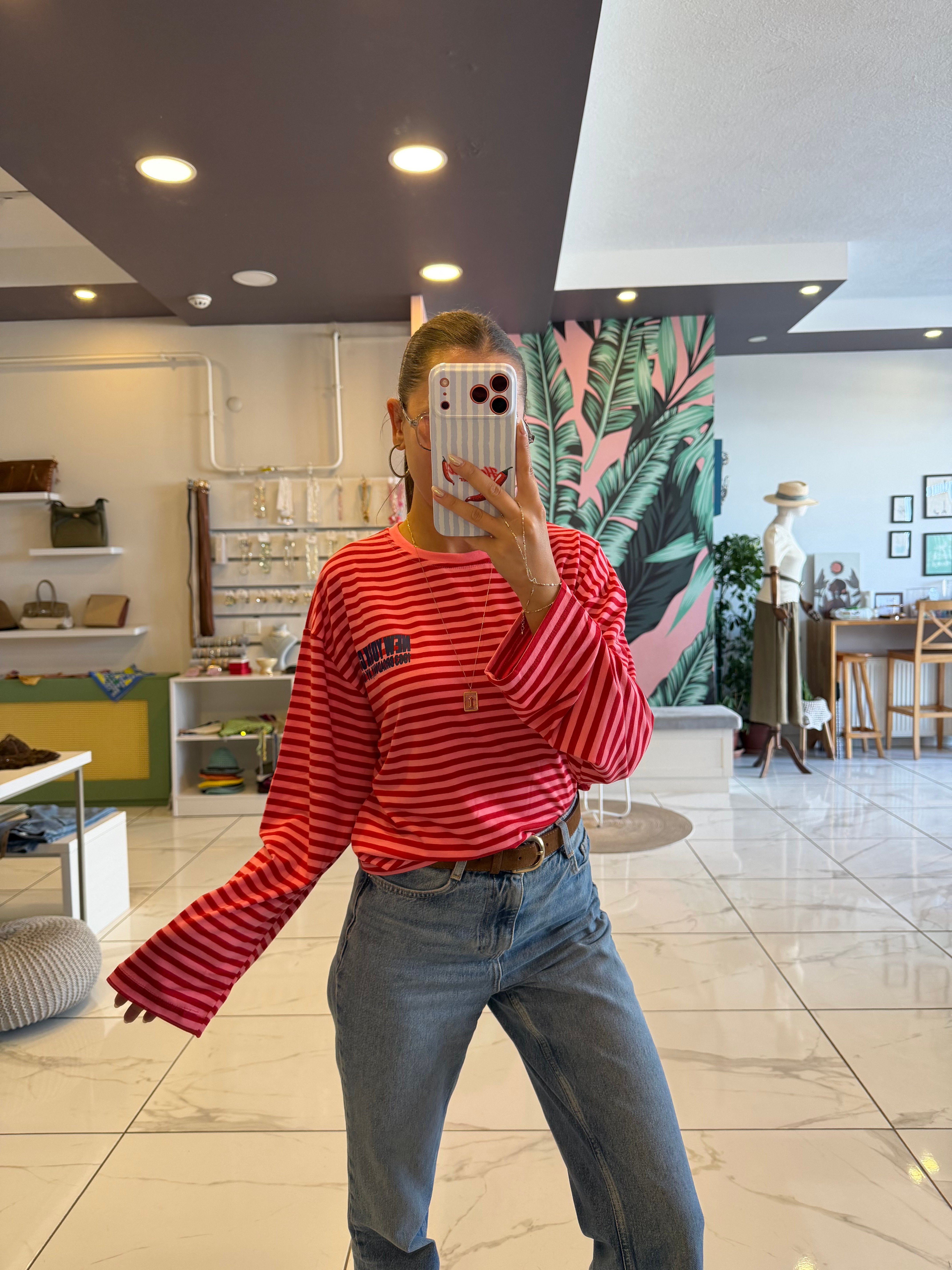 ZR Model Çizgili Yazı Detaylı Basic