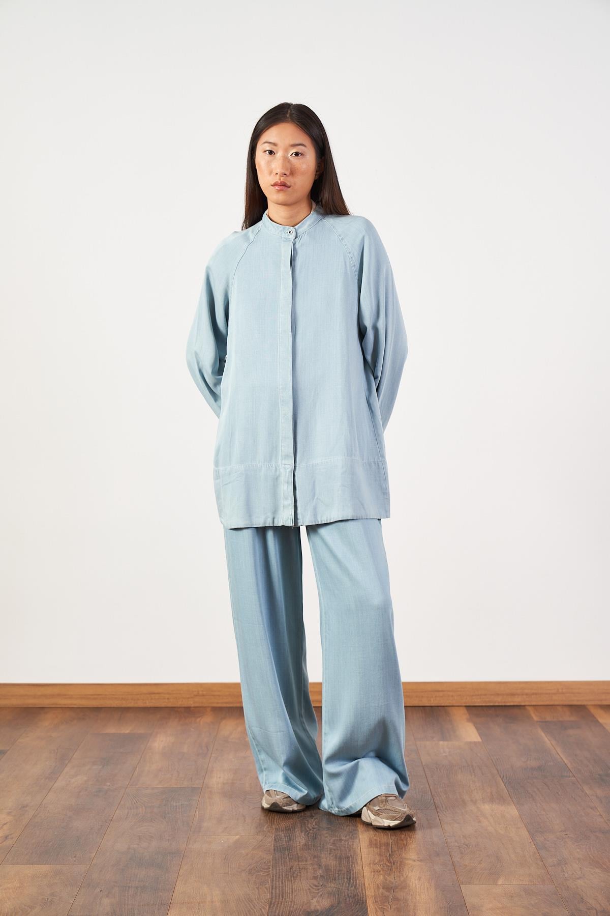 Açık Mavi Pervazlı Denim Tunik
