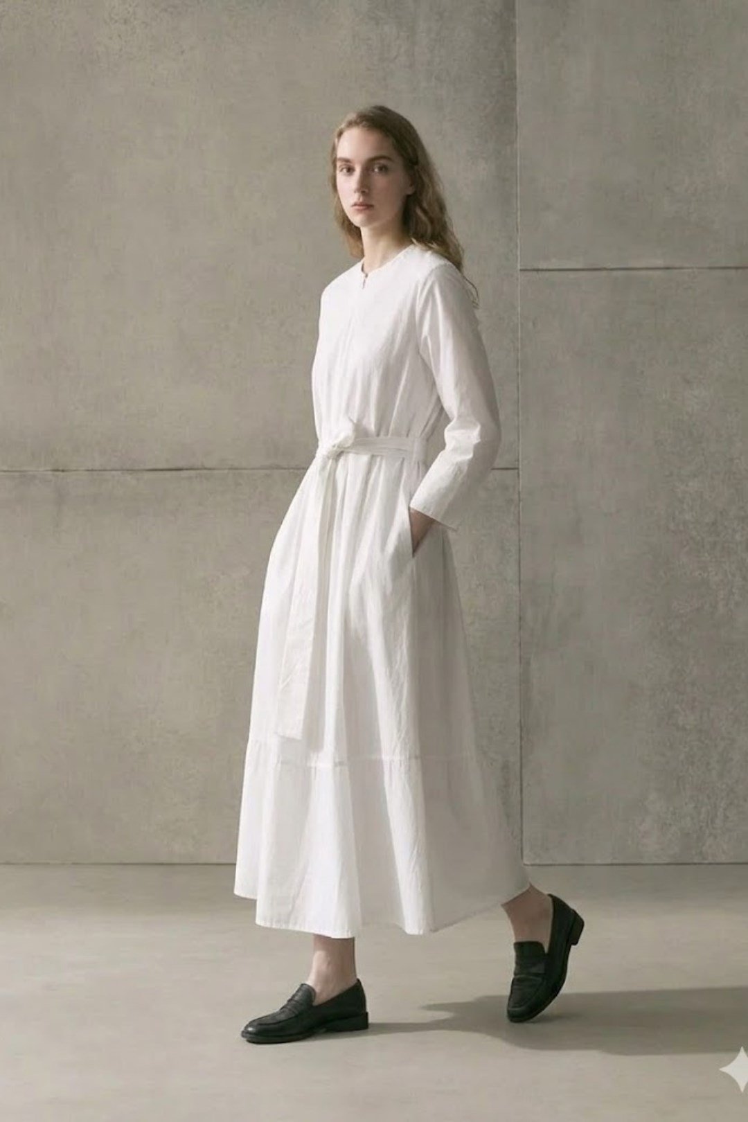AURA | Gizli Fermuarlı  Minimal Elbise Beyaz