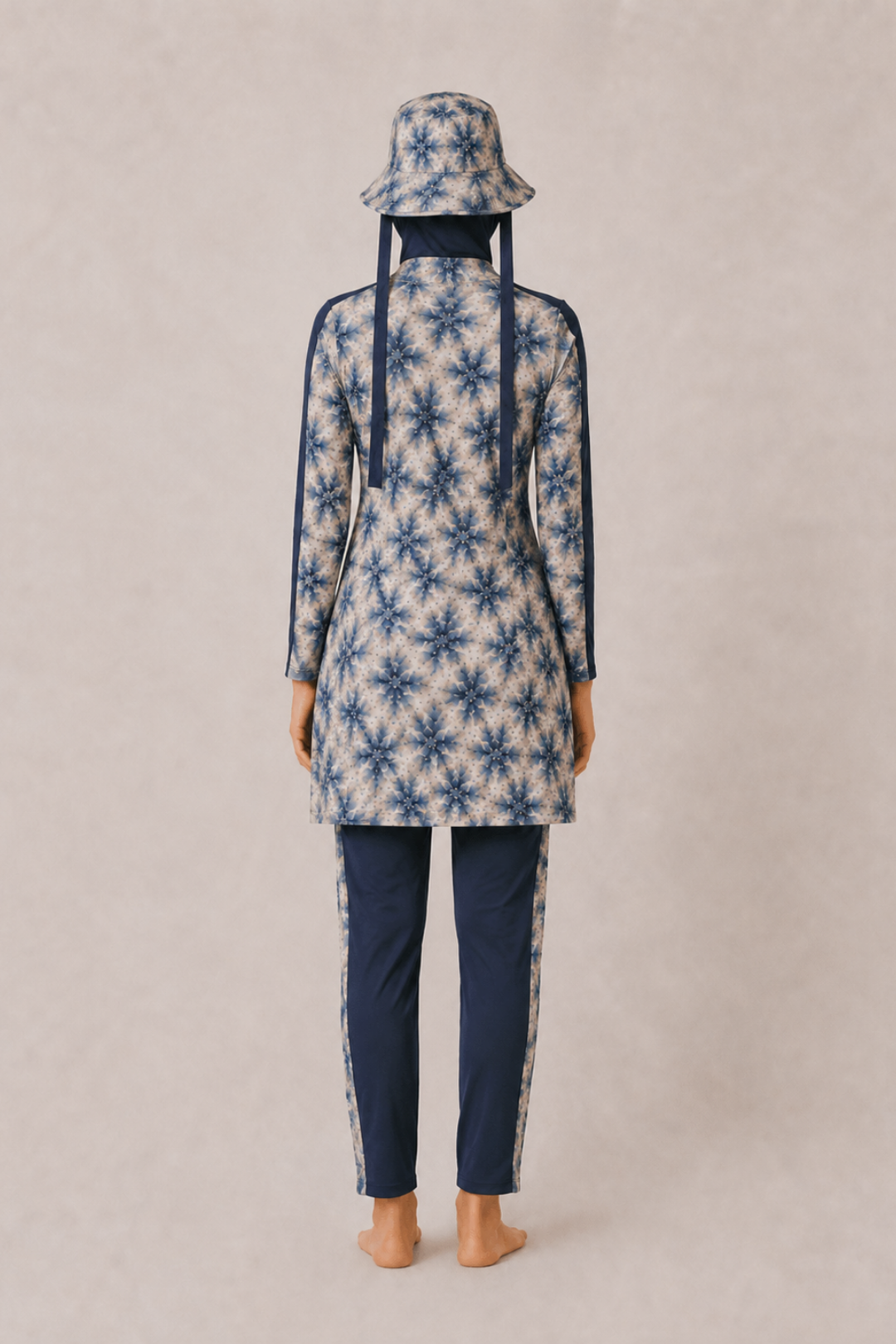 AURELİA TİDE | Batik Desen Lacivert Stoperli Tesettür Mayo 5 li Set
