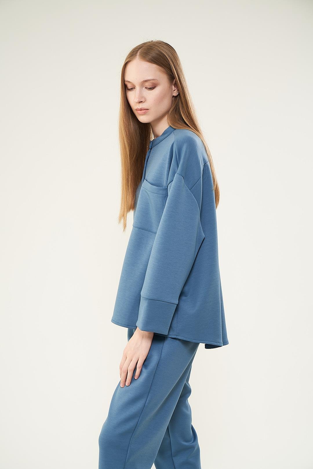 Cepli Gömlek Sweatshirt İndigo