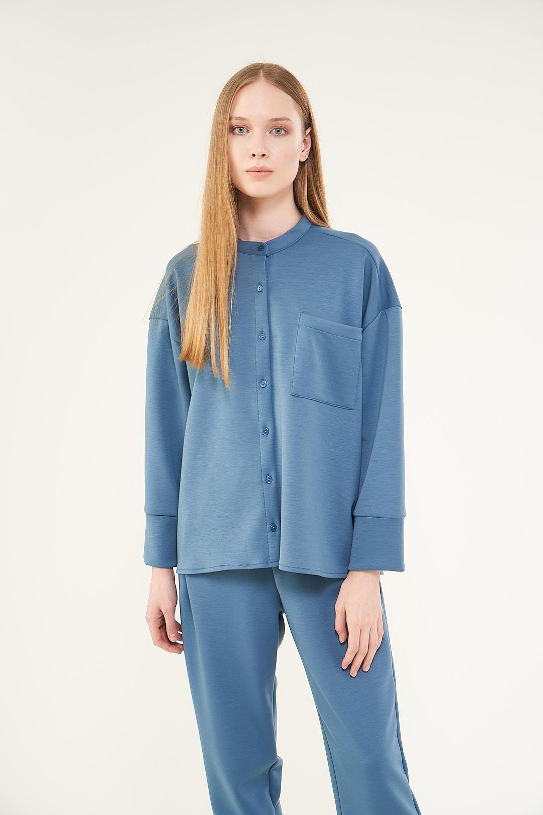 Cepli Gömlek Sweatshirt İndigo