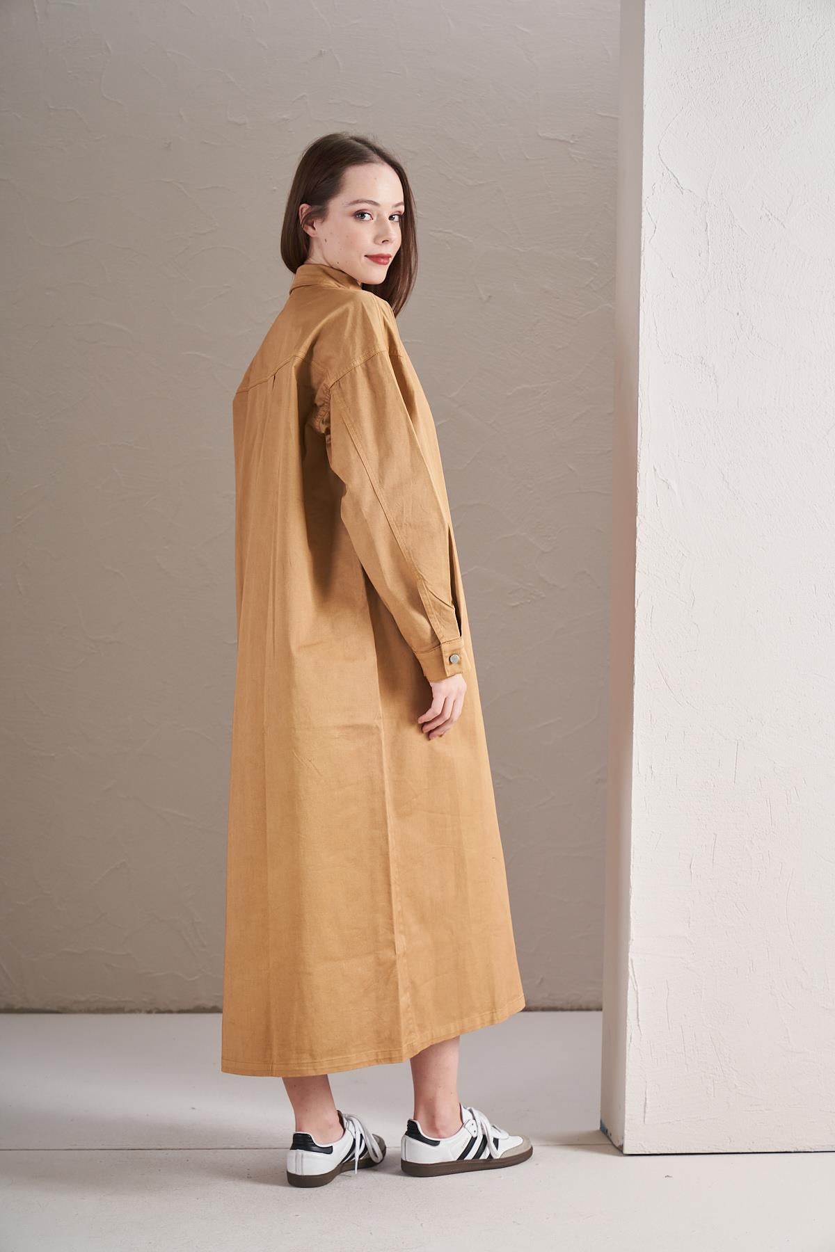 Denim Elbise Hardal