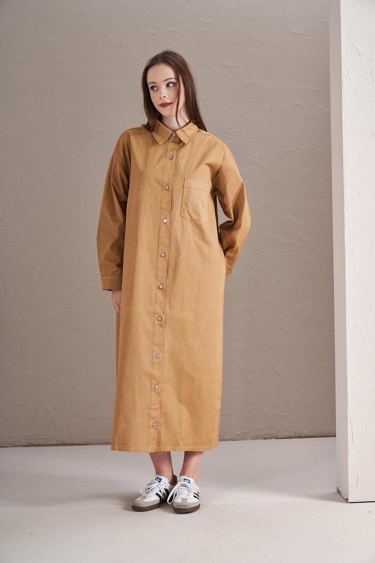 Denim Elbise Hardal
