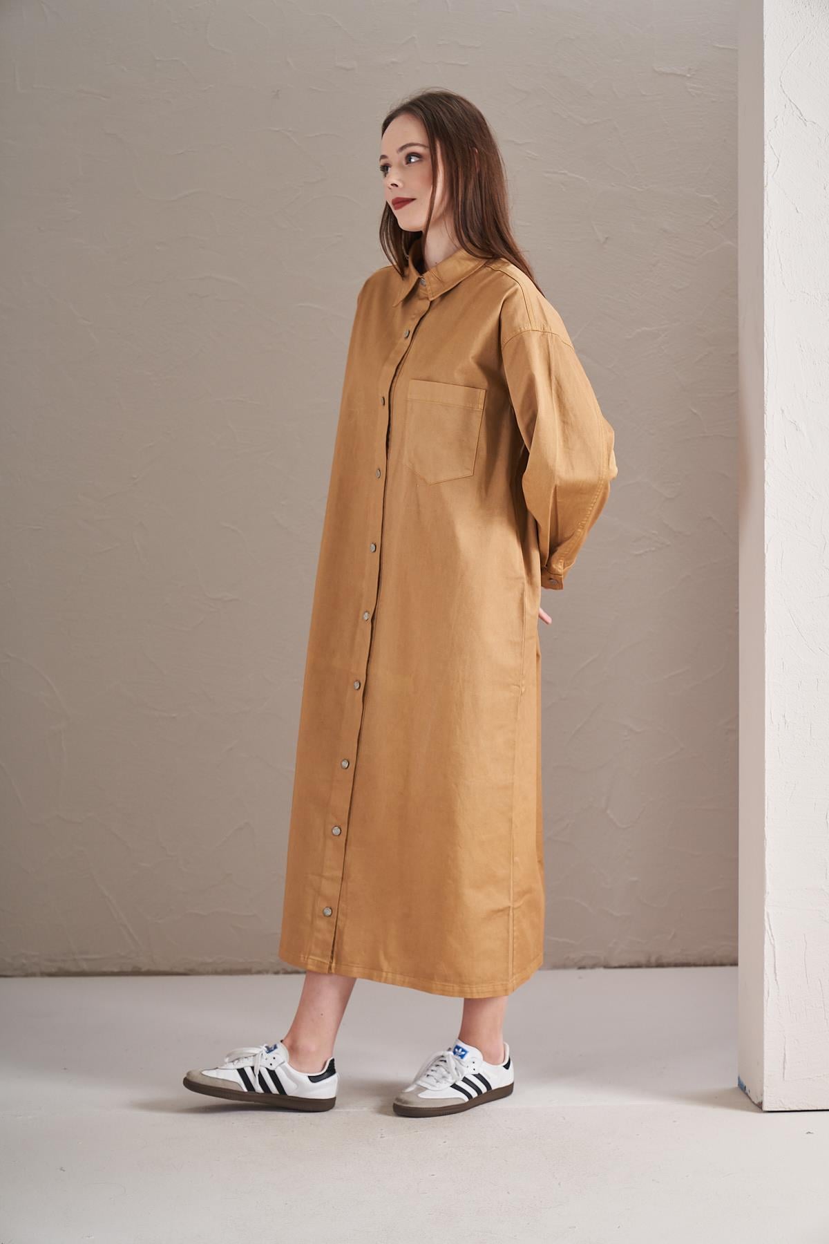 Denim Elbise Hardal