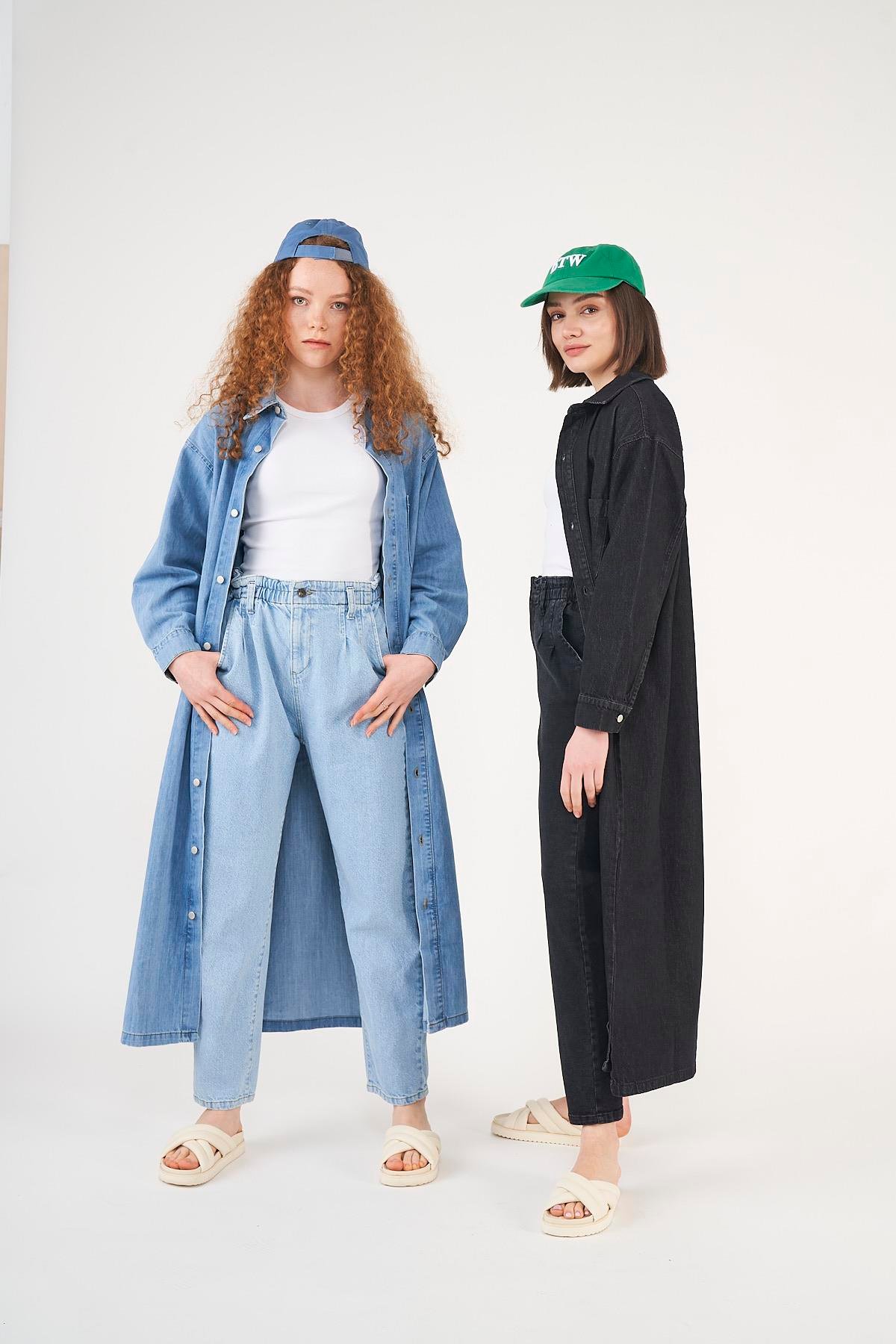 Denim Elbise Siyah