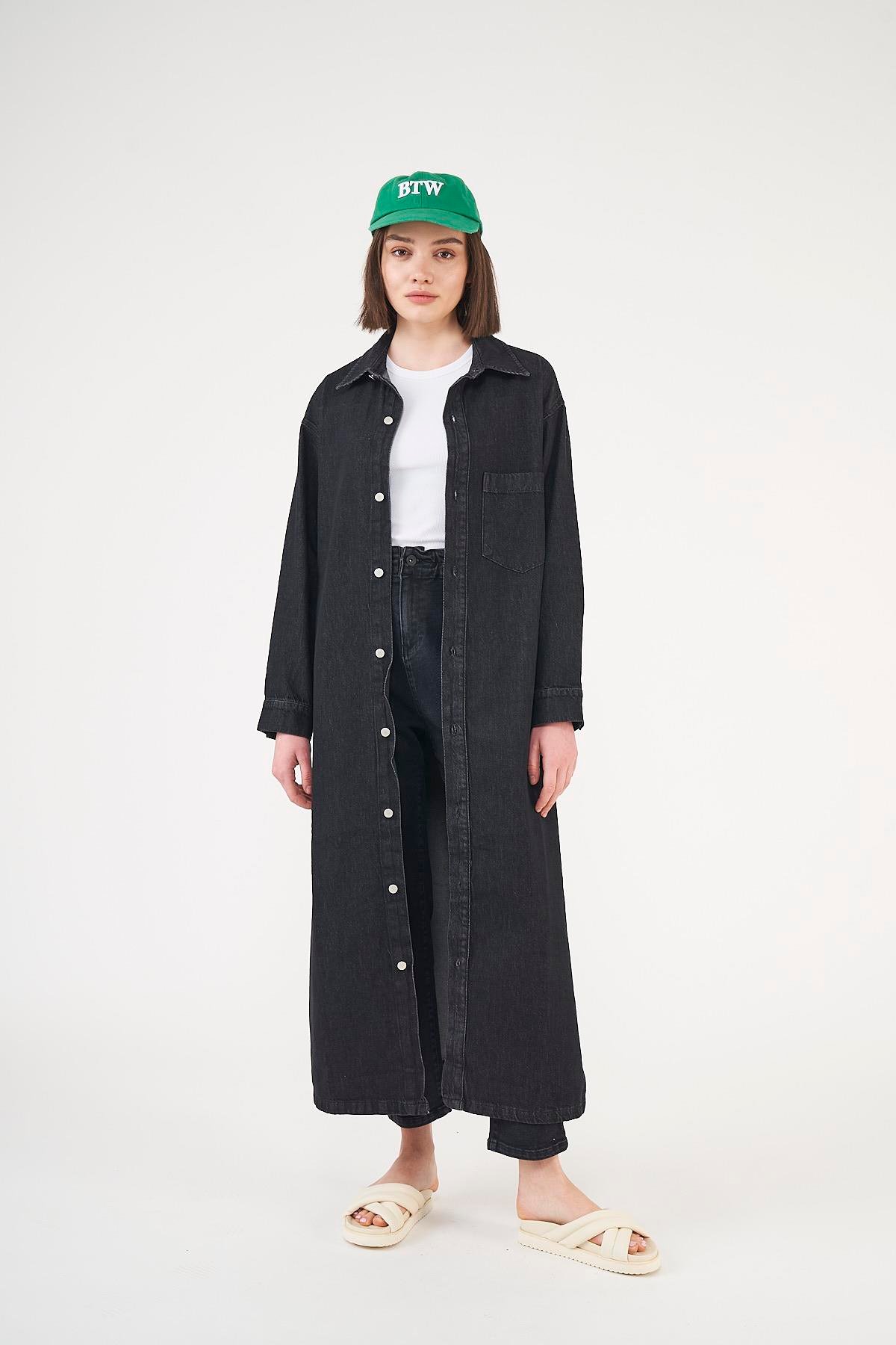 Denim Elbise Siyah