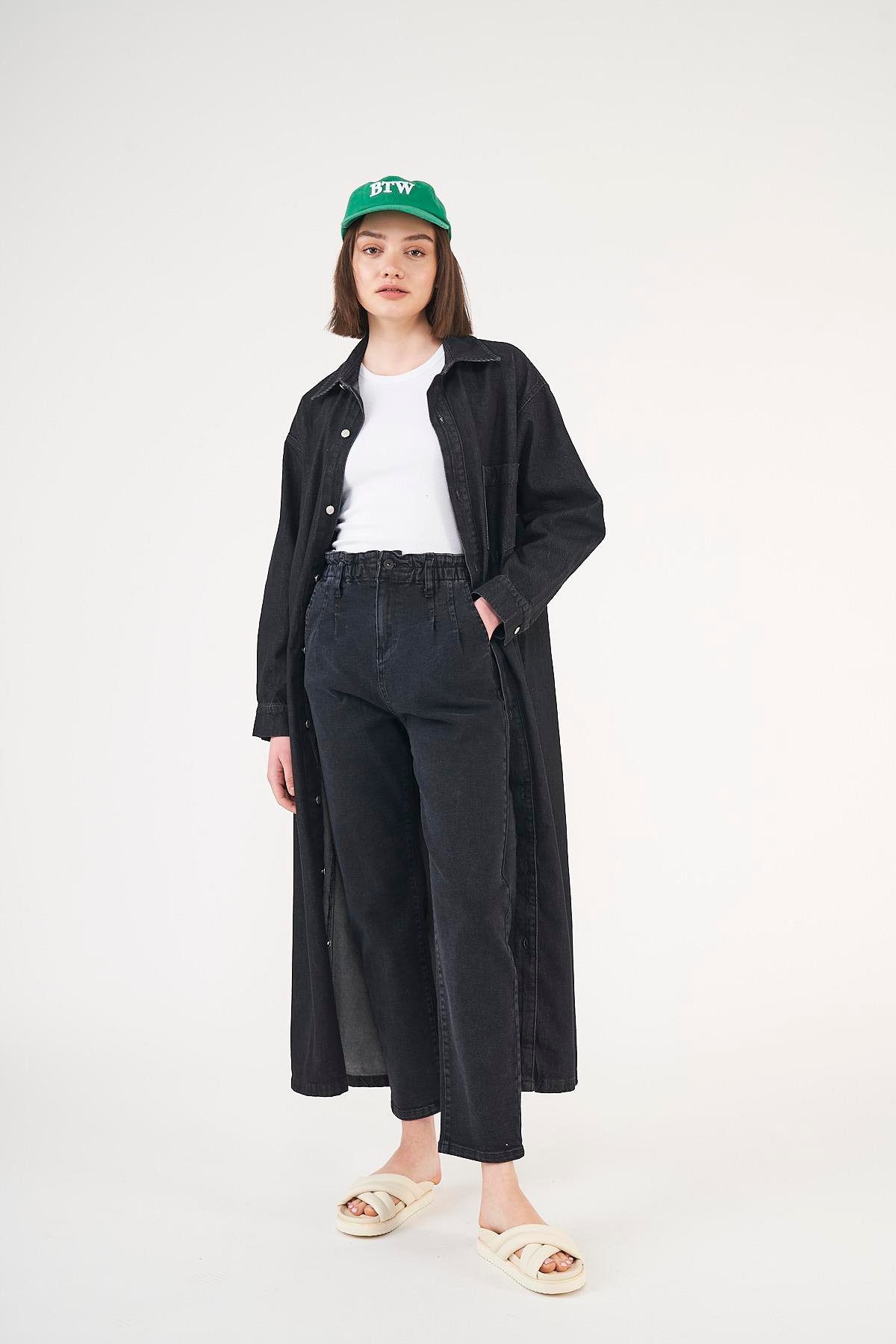 Denim Elbise Siyah