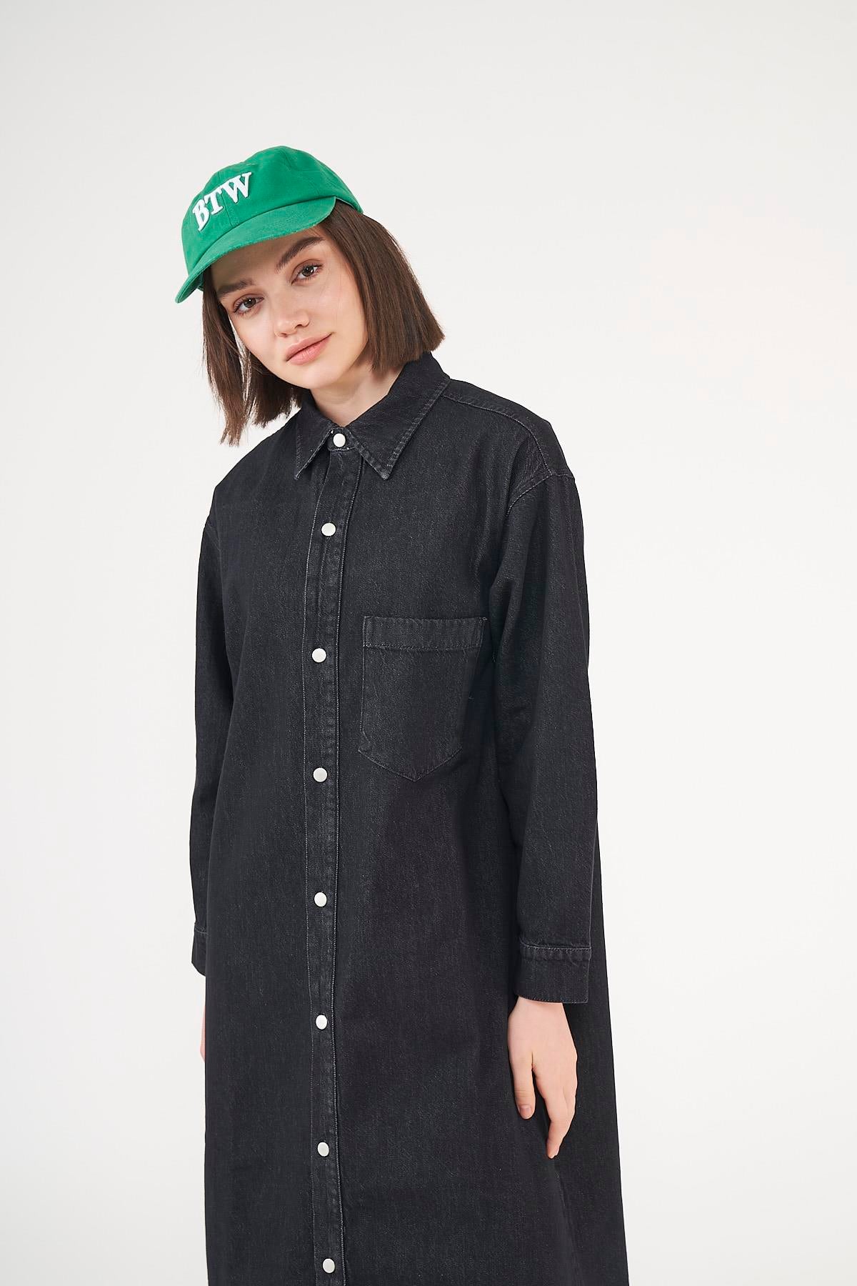Denim Elbise Siyah
