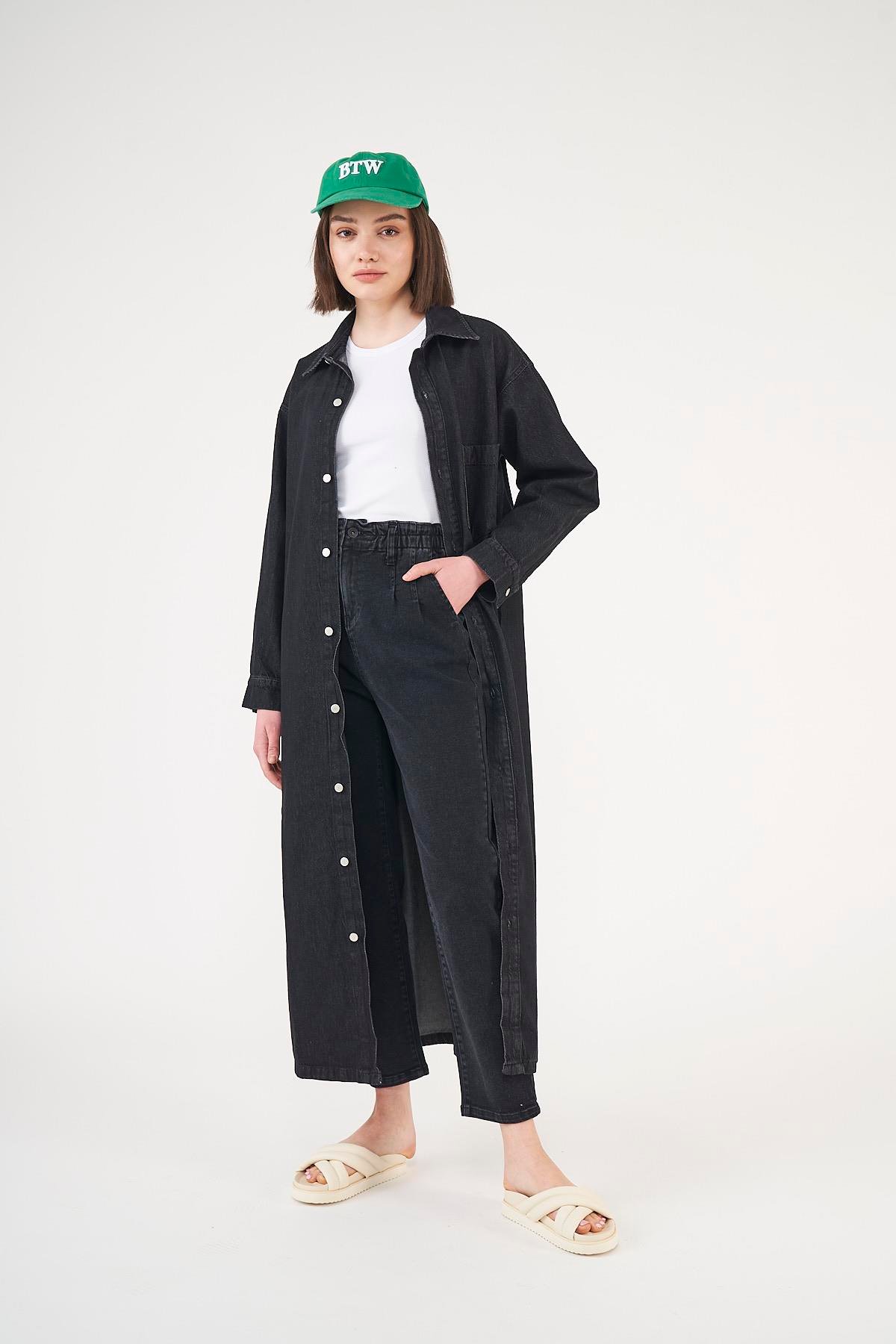 Denim Elbise Siyah