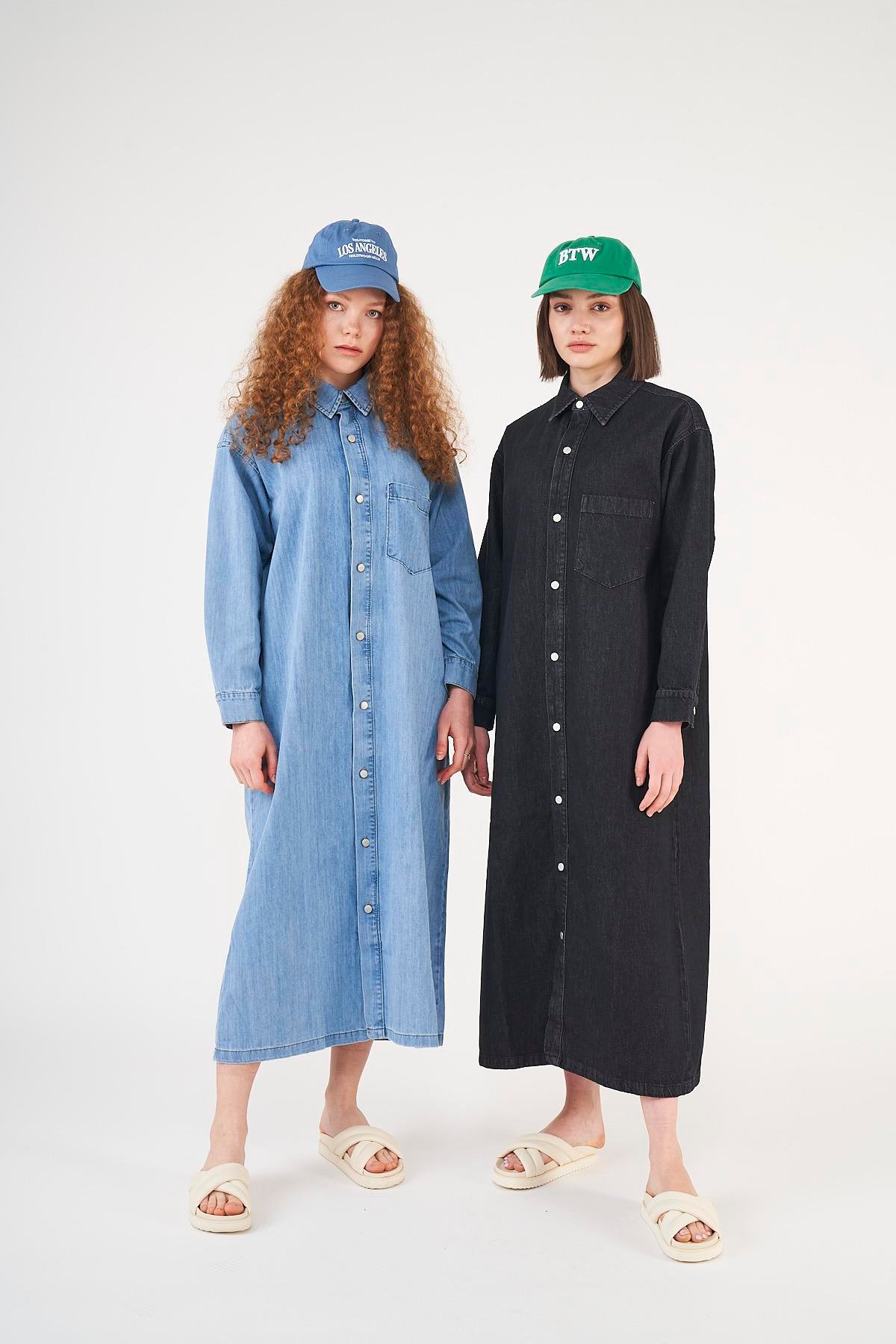 Denim Elbise Siyah