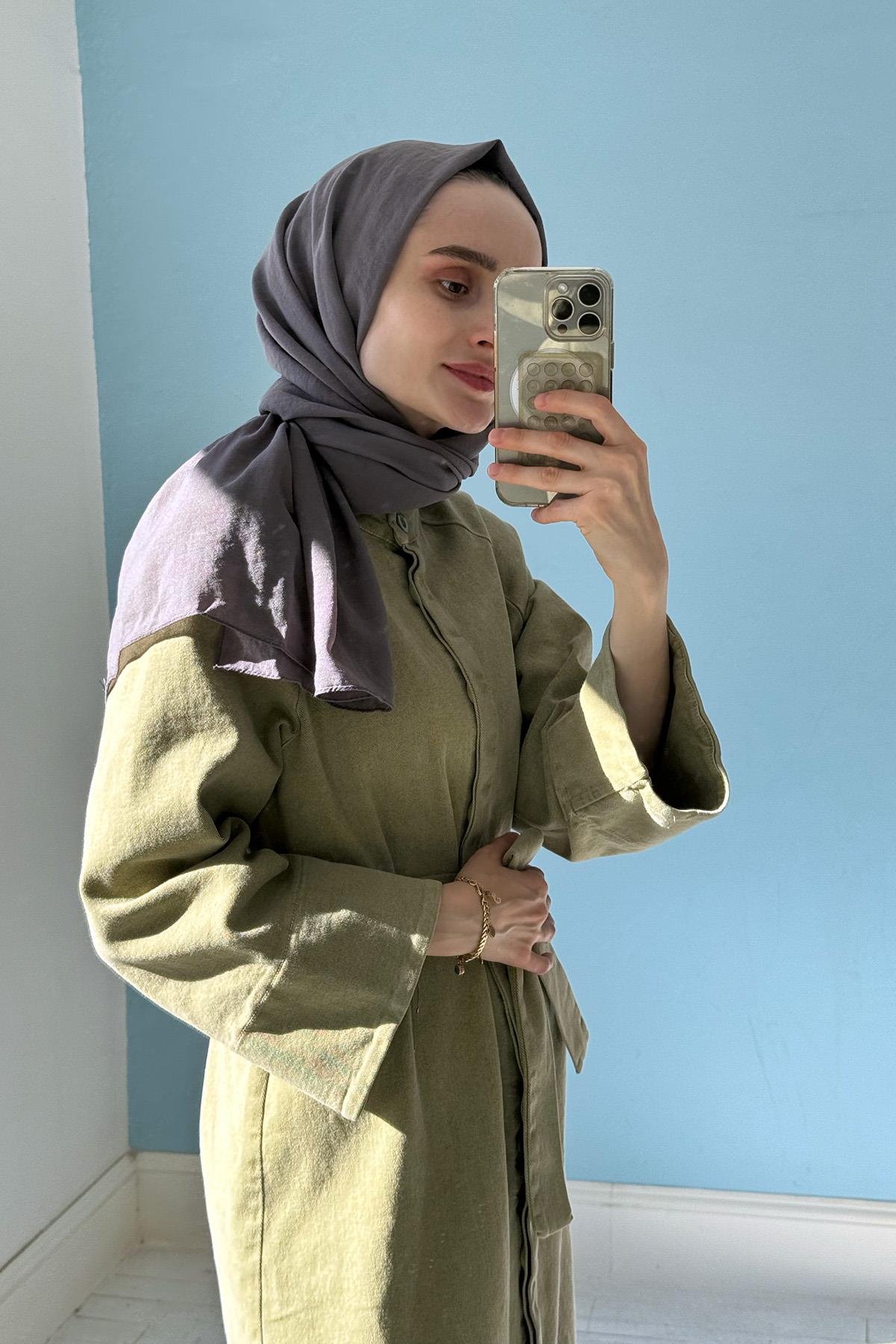 Denim Ferace Elbise Yeşil