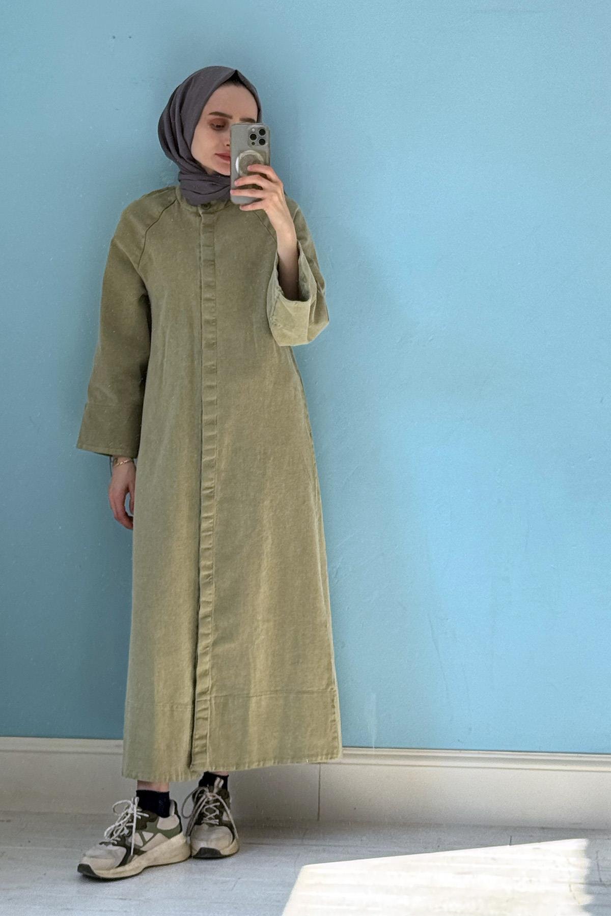 Denim Ferace Elbise Yeşil