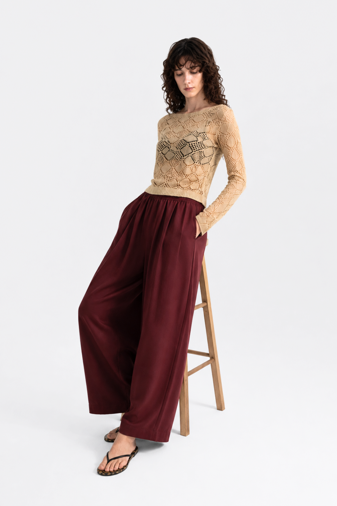 DESTA | Yüksek Bel Barrel Pantolon Bordo