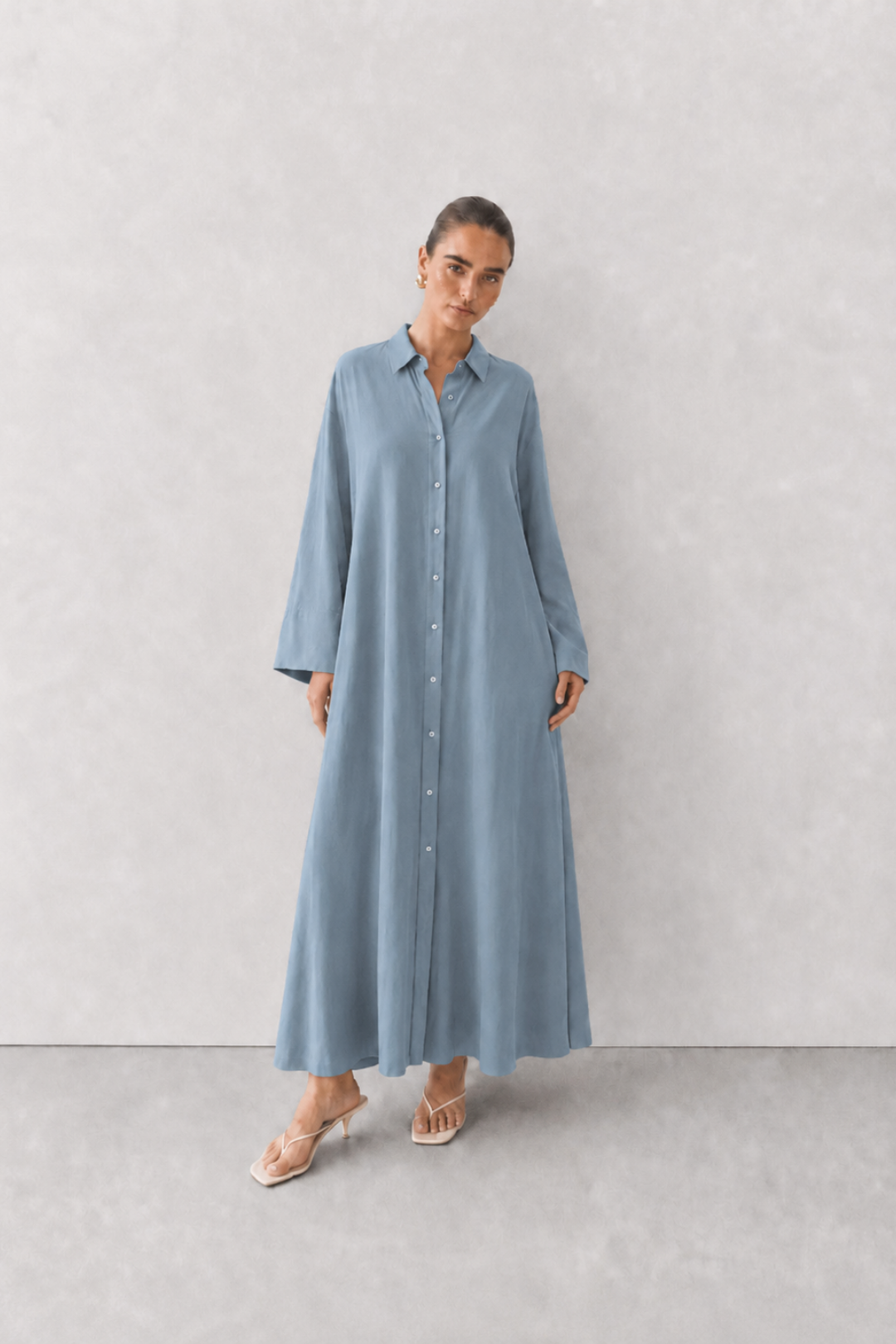 ELİA | A pile Poplin Elbise Soft Mavi