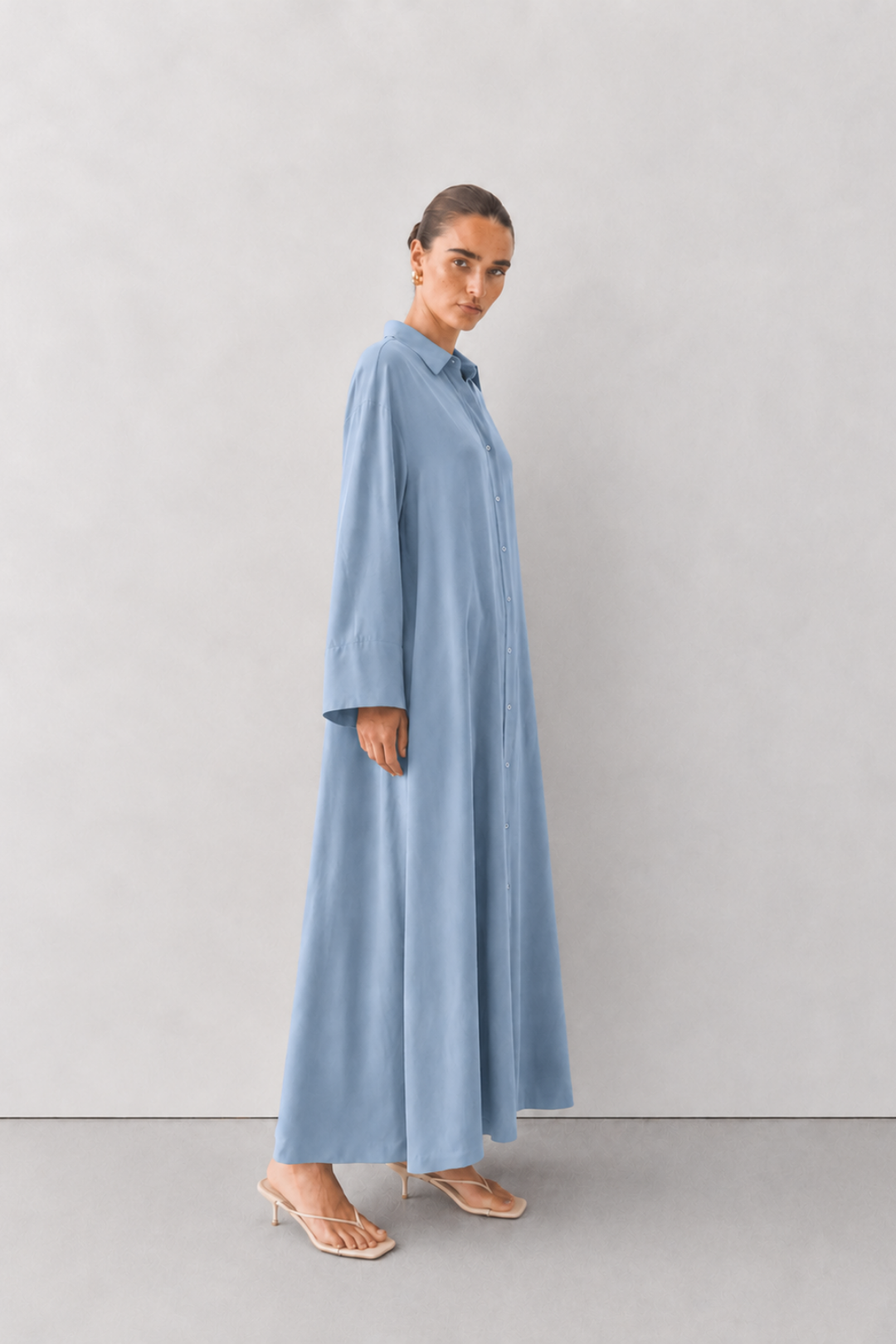 ELİA | A pile Poplin Elbise Soft Mavi