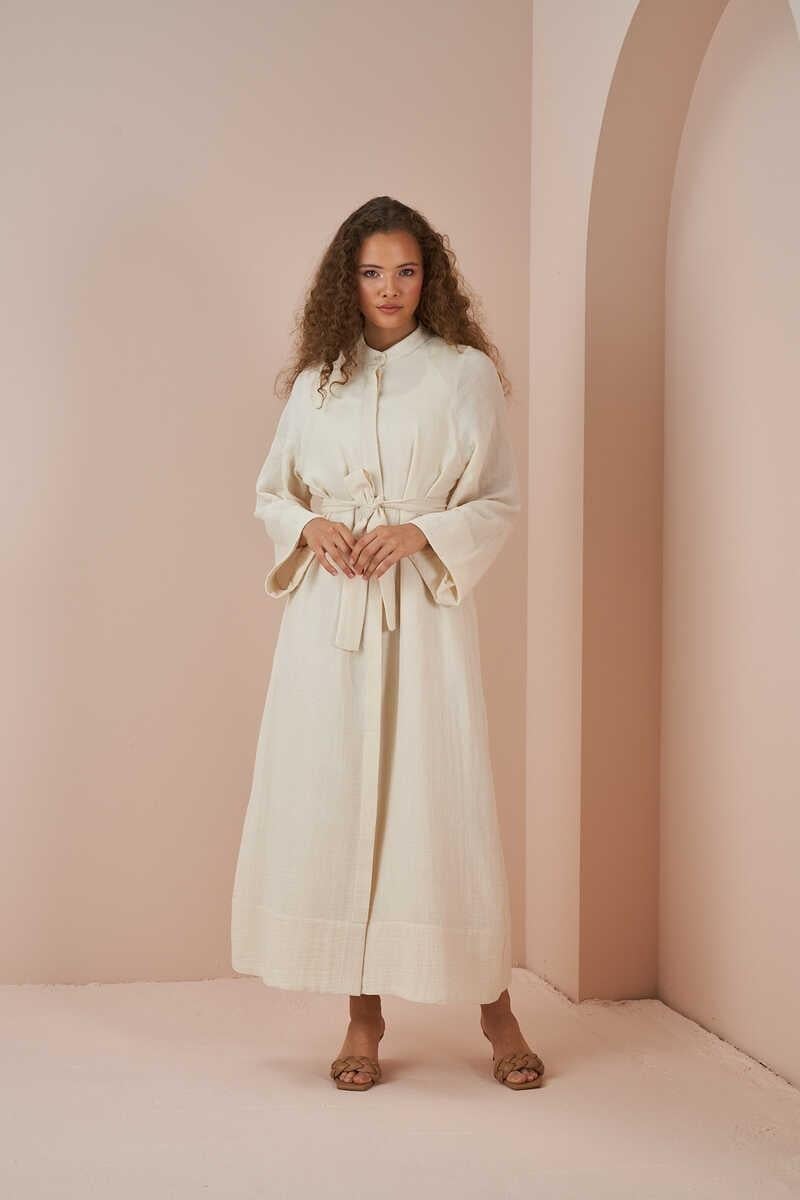 Abaya Muslin Dress Ecru