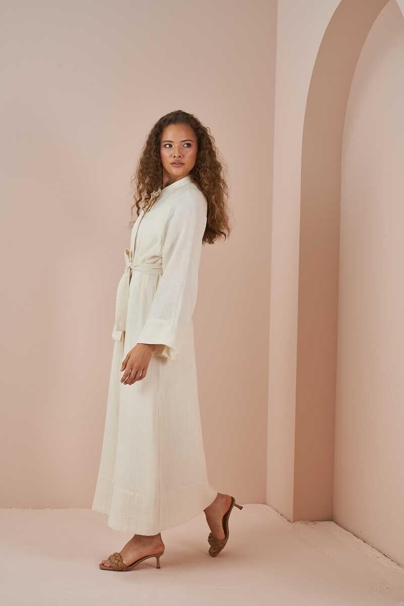 Abaya Muslin Dress Ecru