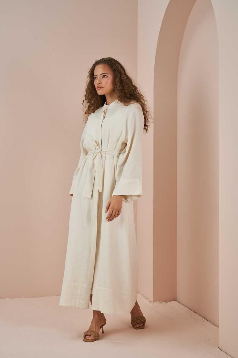Abaya Muslin Dress Ecru