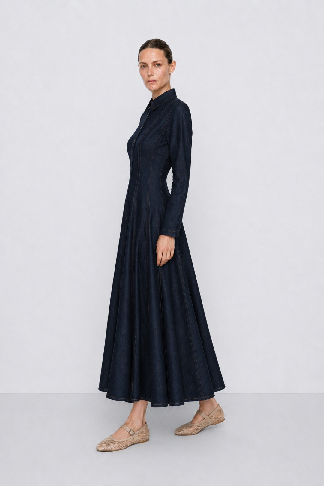 LENA | Parçalı Denim Elbise Lacivert