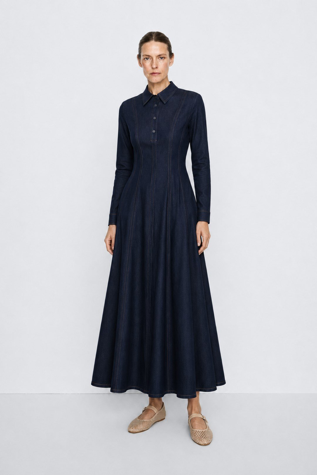 LENA | Parçalı Denim Elbise Lacivert