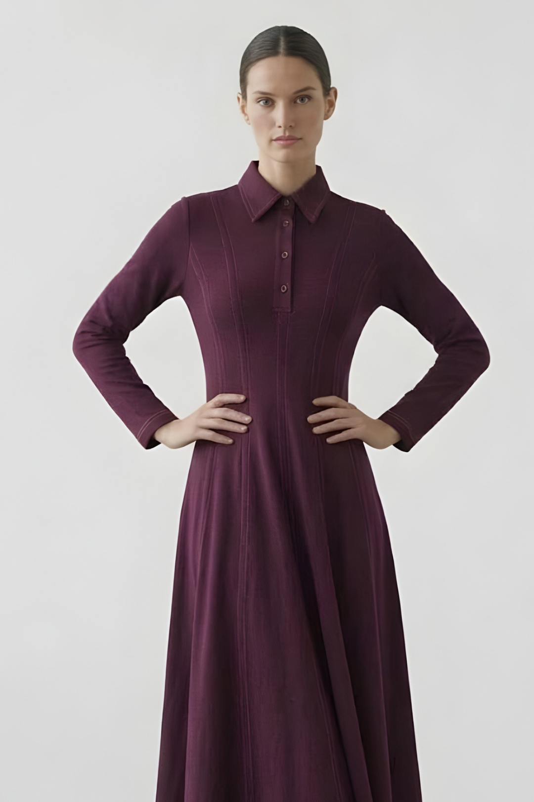 LENA | Parçalı Denim Elbise Mürdüm