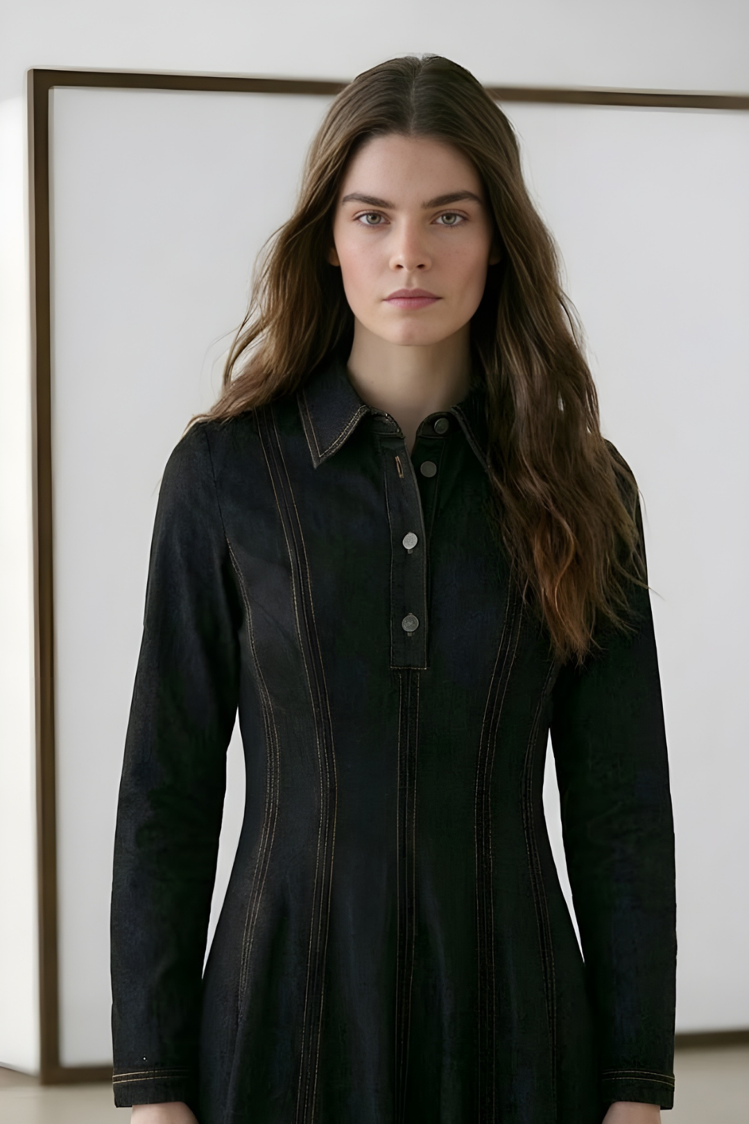 LENA | Parçalı Denim Elbise Siyah