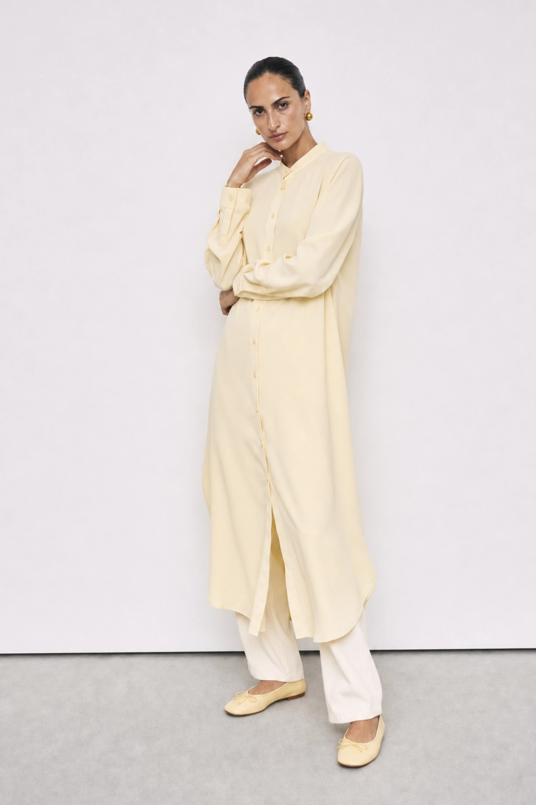 NOLA | Düz Tunik Uzun Butter Yellow