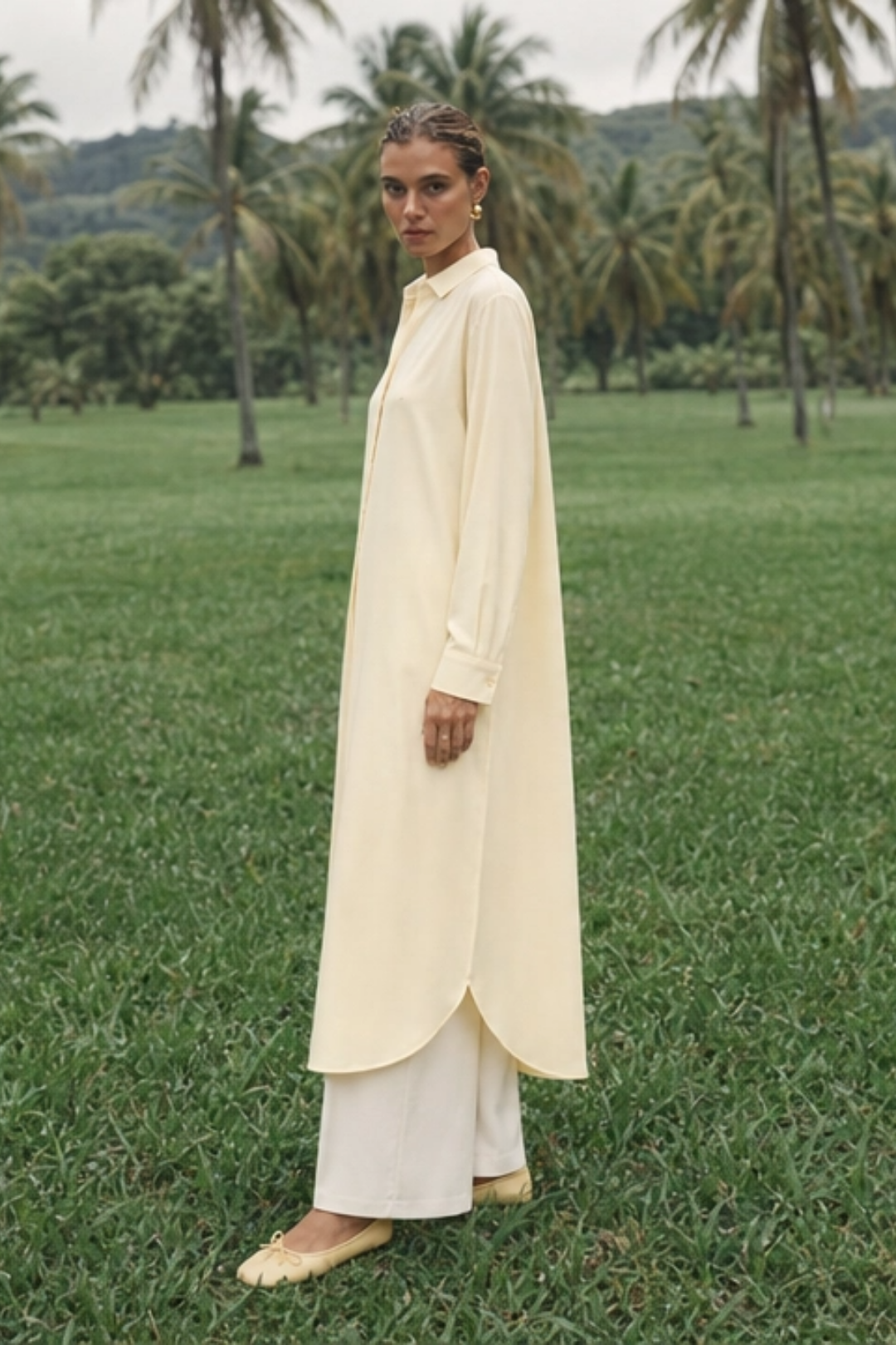 NOLA | Düz Tunik Uzun Butter Yellow