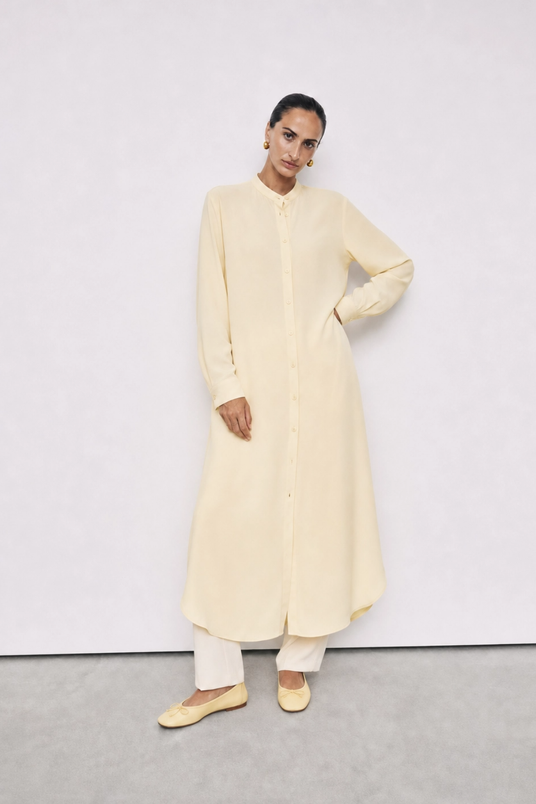 NOLA | Düz Tunik Uzun Butter Yellow