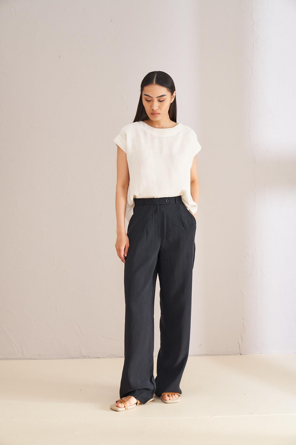 Palazzo Modal Trousers  Black