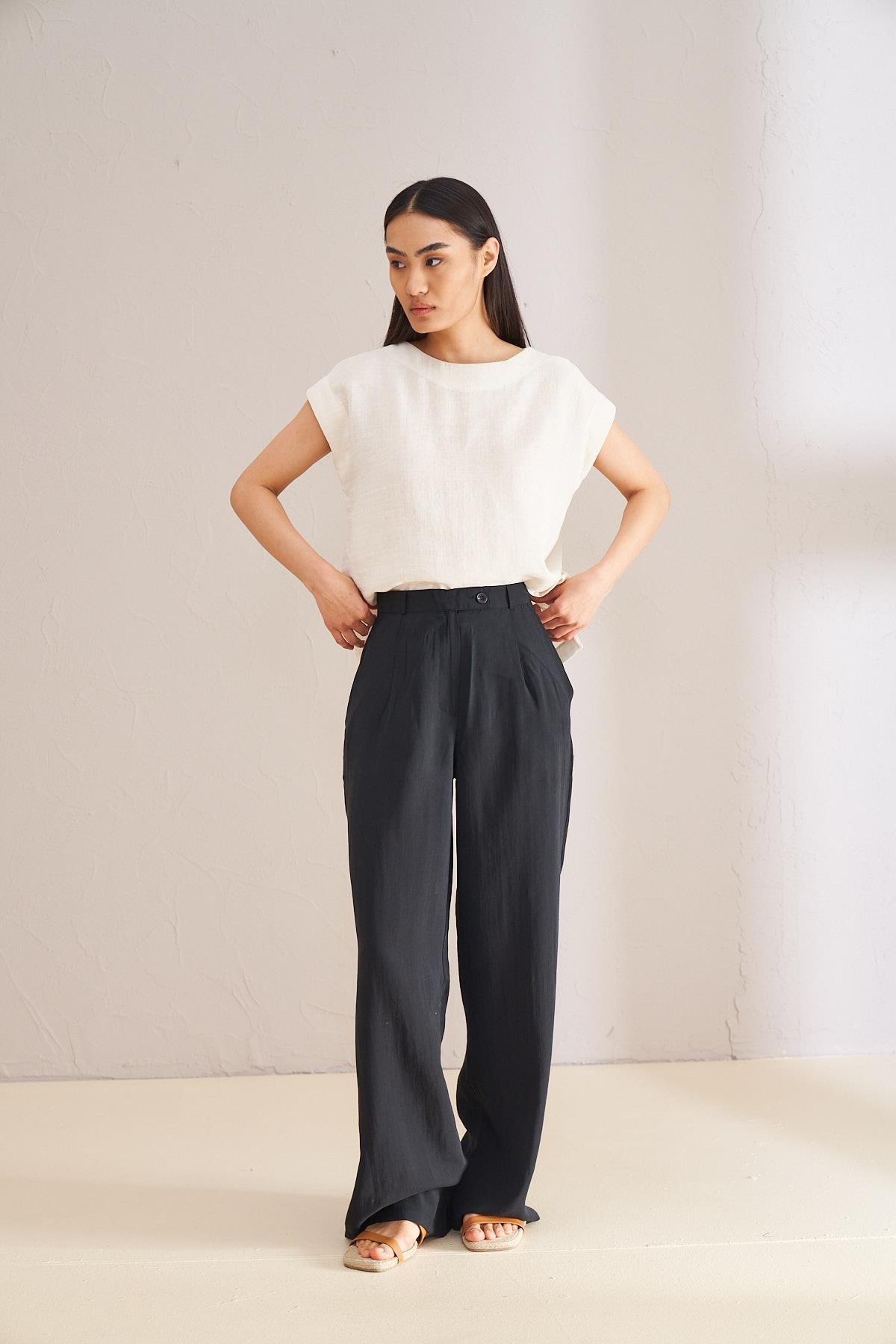 Palazzo Modal Trousers  Black