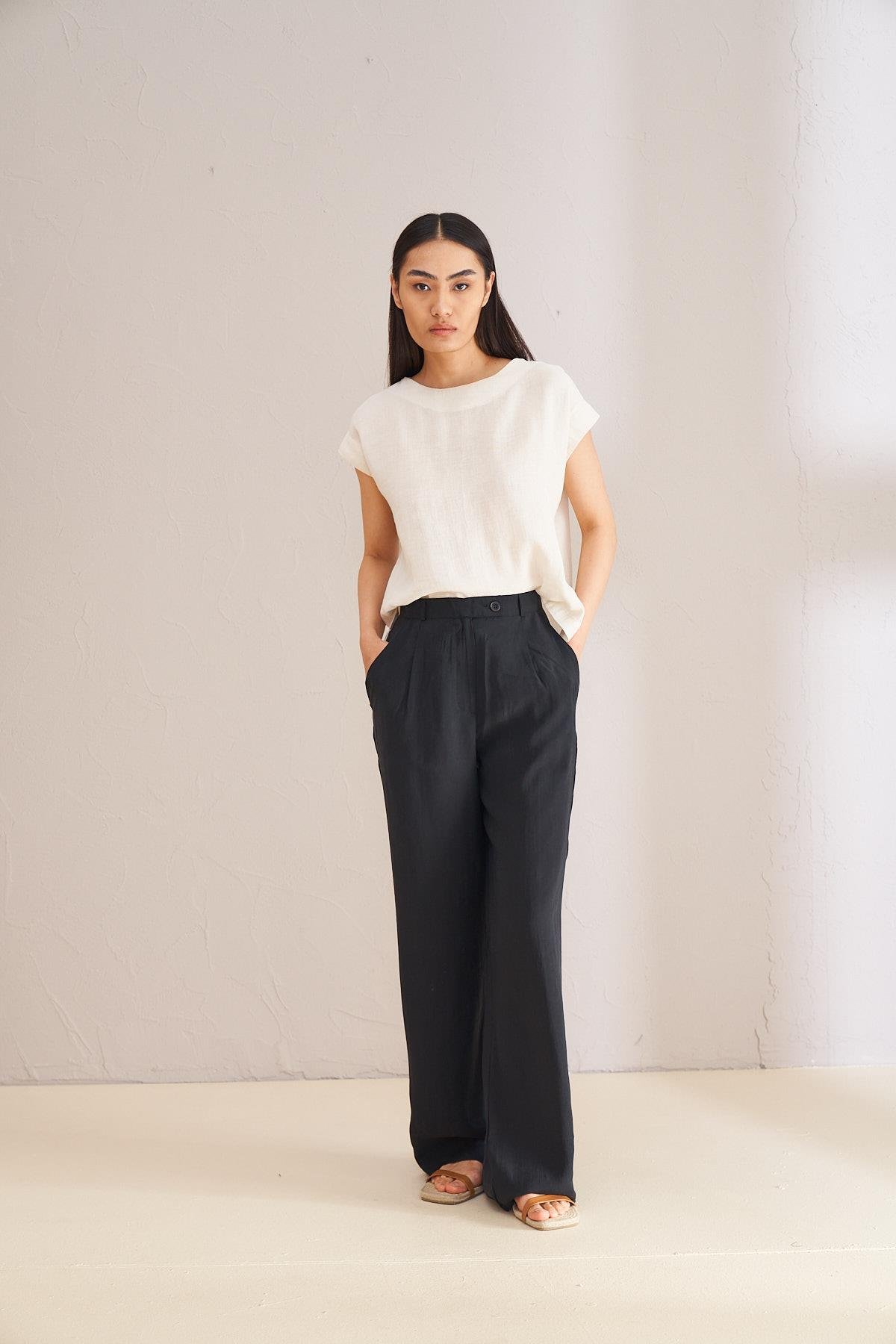 Palazzo Modal Trousers  Black