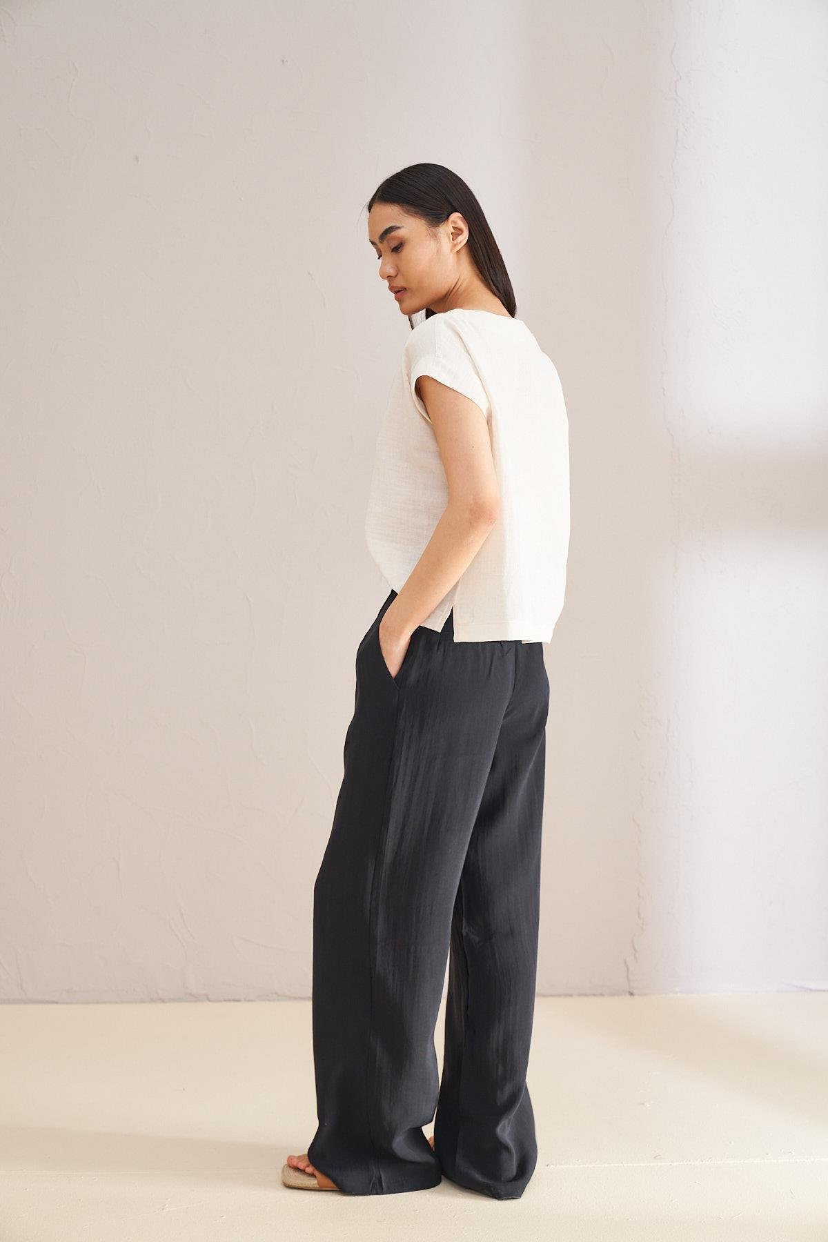 Palazzo Modal Trousers  Black
