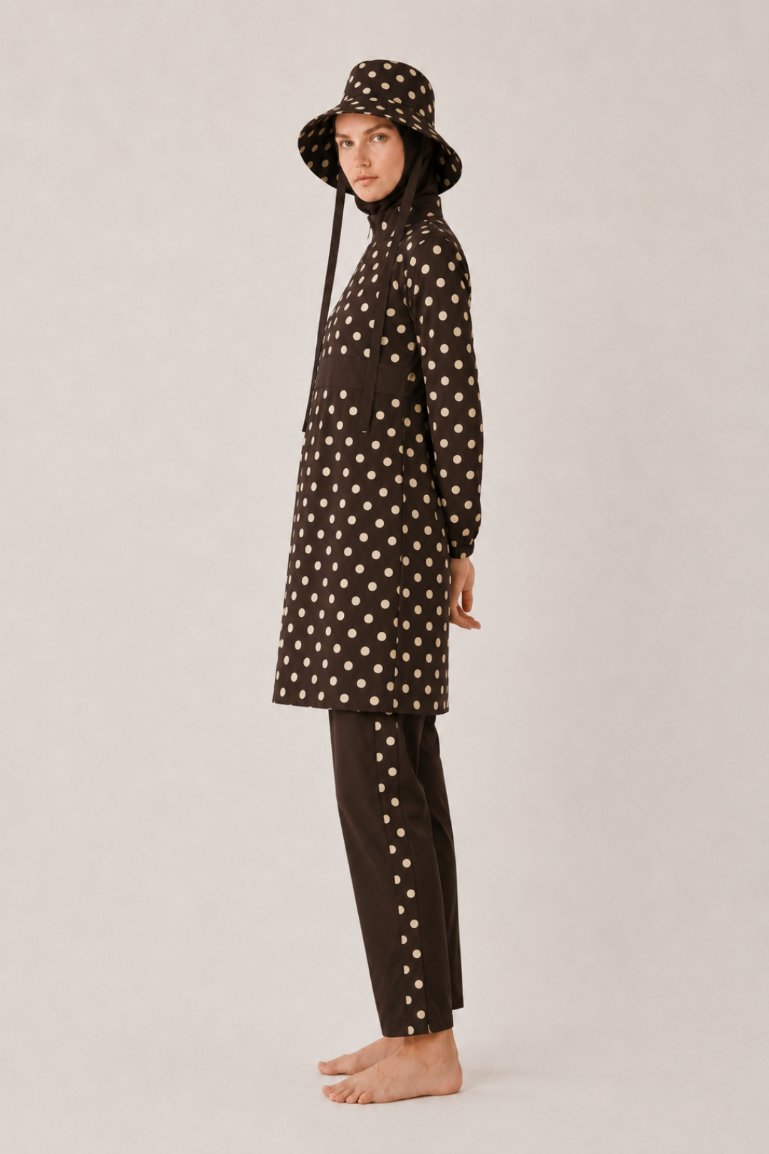 PEARL DOT | Butter Yellow Puantiyeli KahveTesettür Mayo 5 li Set