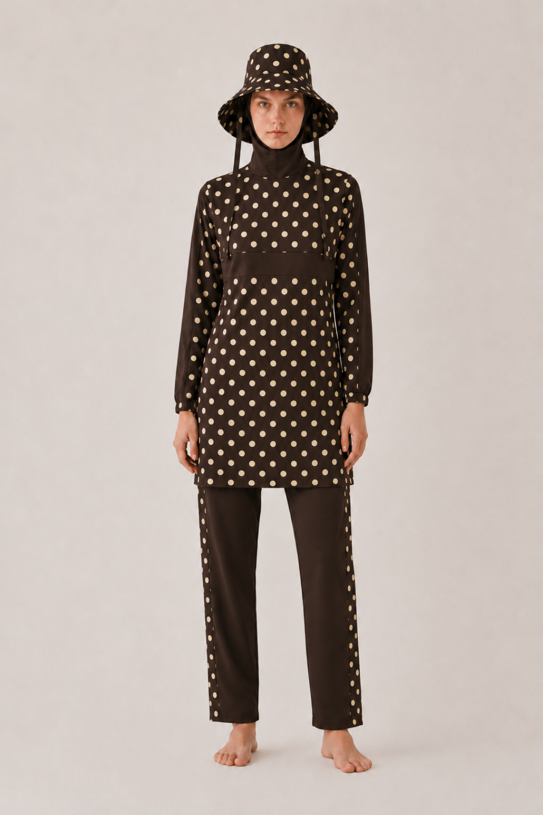 PEARL DOT | Butter Yellow Puantiyeli KahveTesettür Mayo 5 li Set