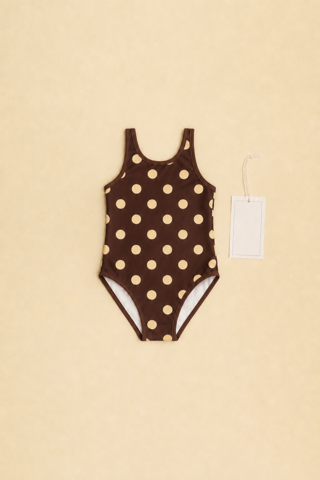 PEARL DOT | Butter Yellow Puantiyeli Kahve Çocuk Mayo