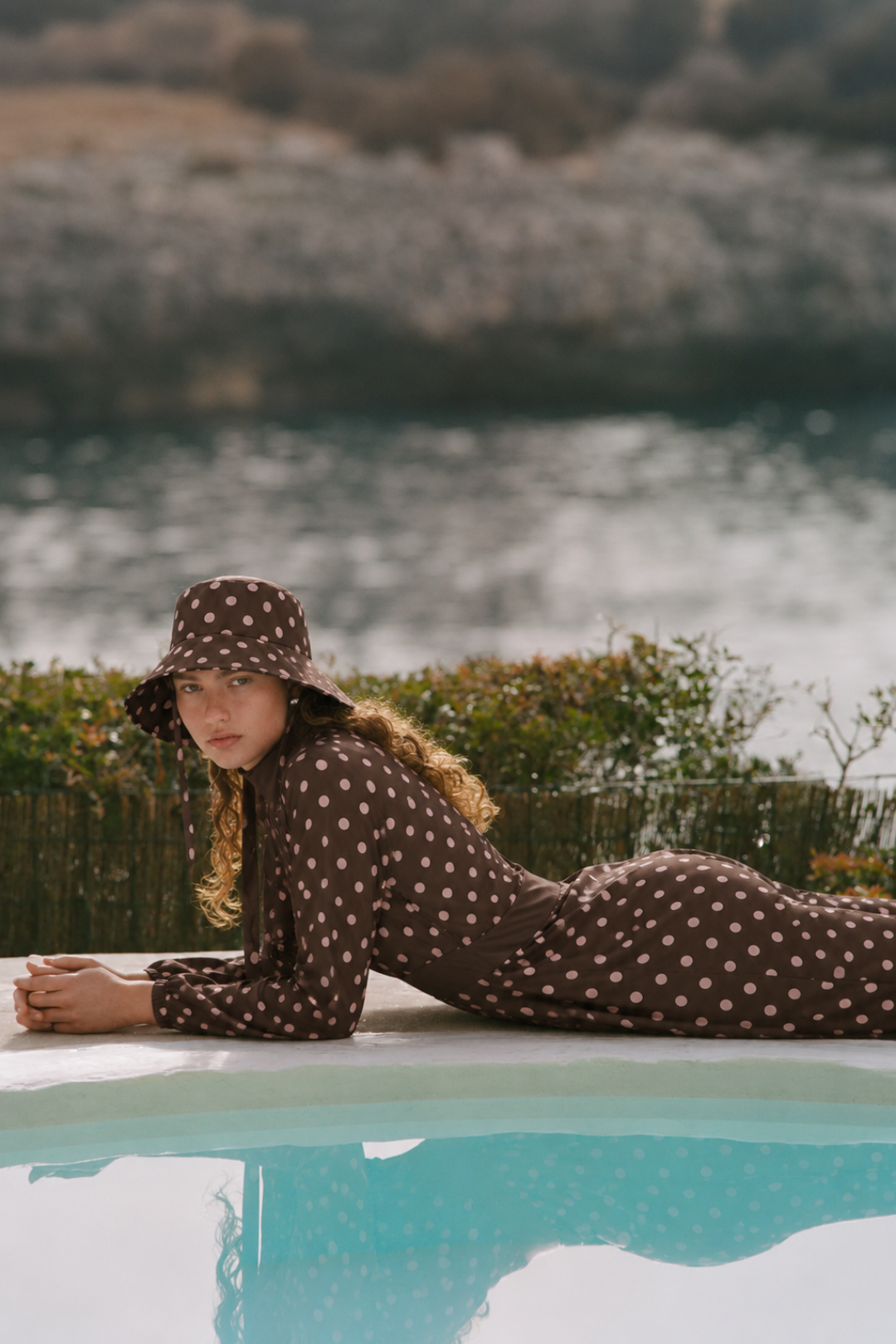 PEARL DOT | Pudra Puantiyeli Kahve Tesettür Mayo 5 li Set